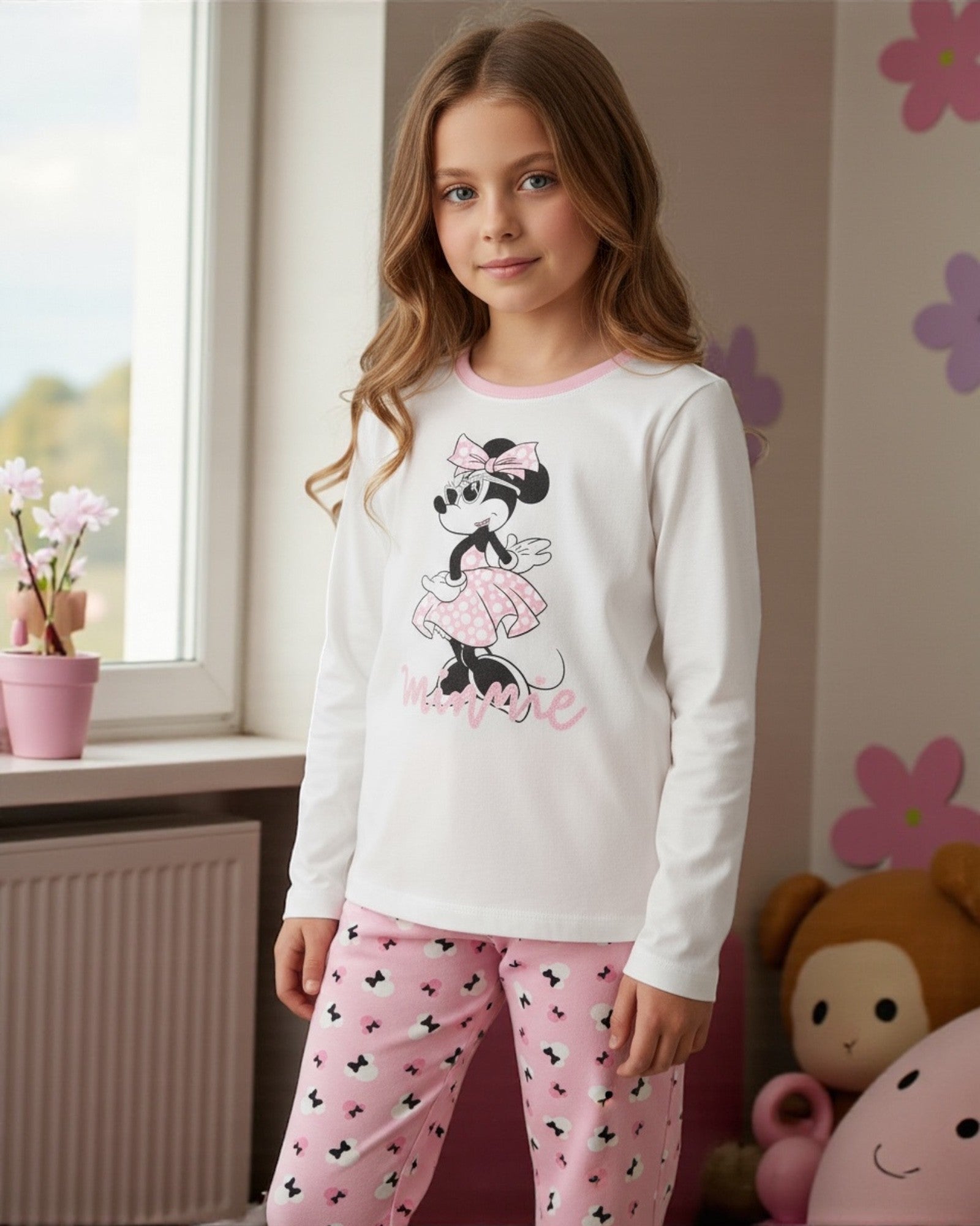 Pigiama Bambina Maniche Lunghe Con Cuori Rosa 134/140 - Normann Cotone Morbido Lavabile 60°