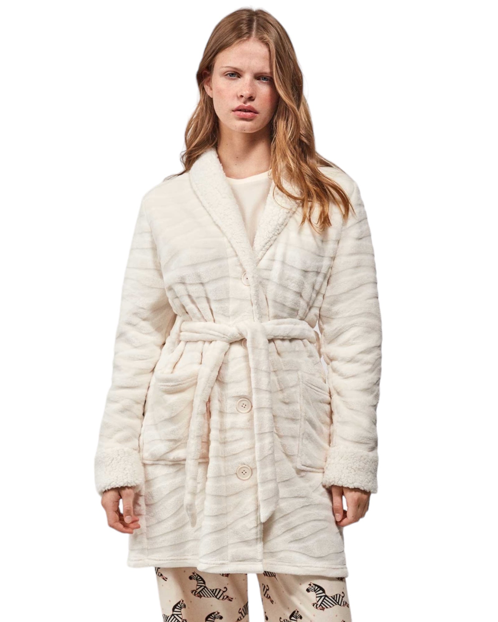 Dressing Gown Vestaglia Buccia Di Mela Vestaglia Pile Pesante
