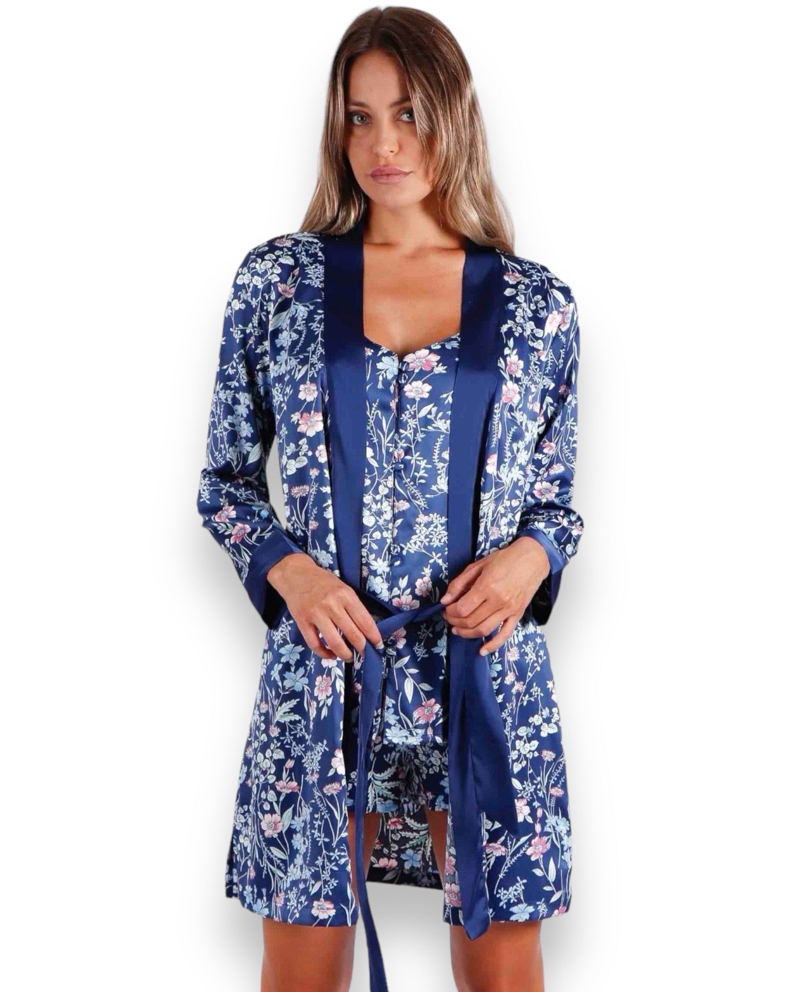 Vestaglia Kimono da donna in raso con cintura di Admas 57472