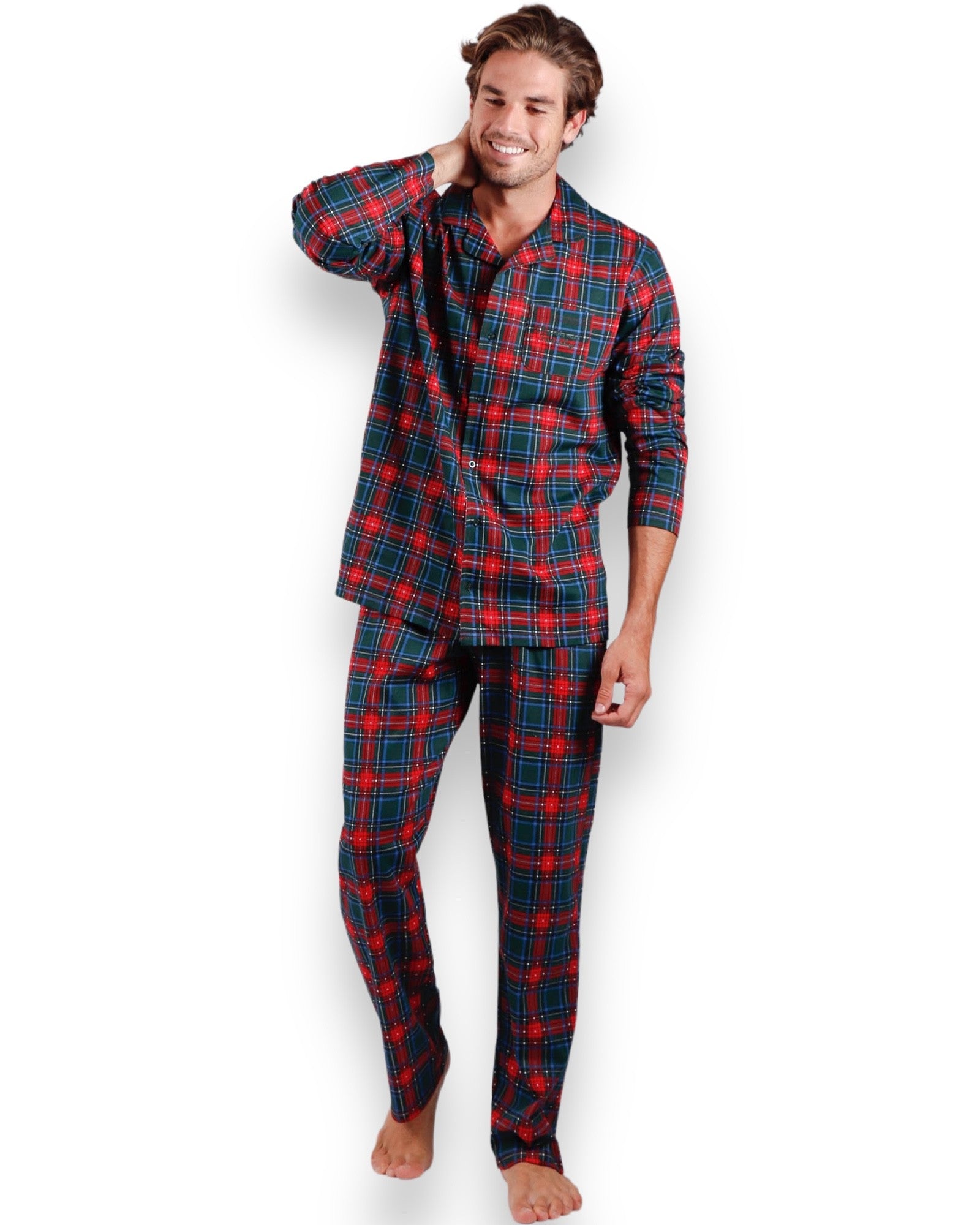Pigiama uomo invernale in cotone motivo tartan Admas 55559