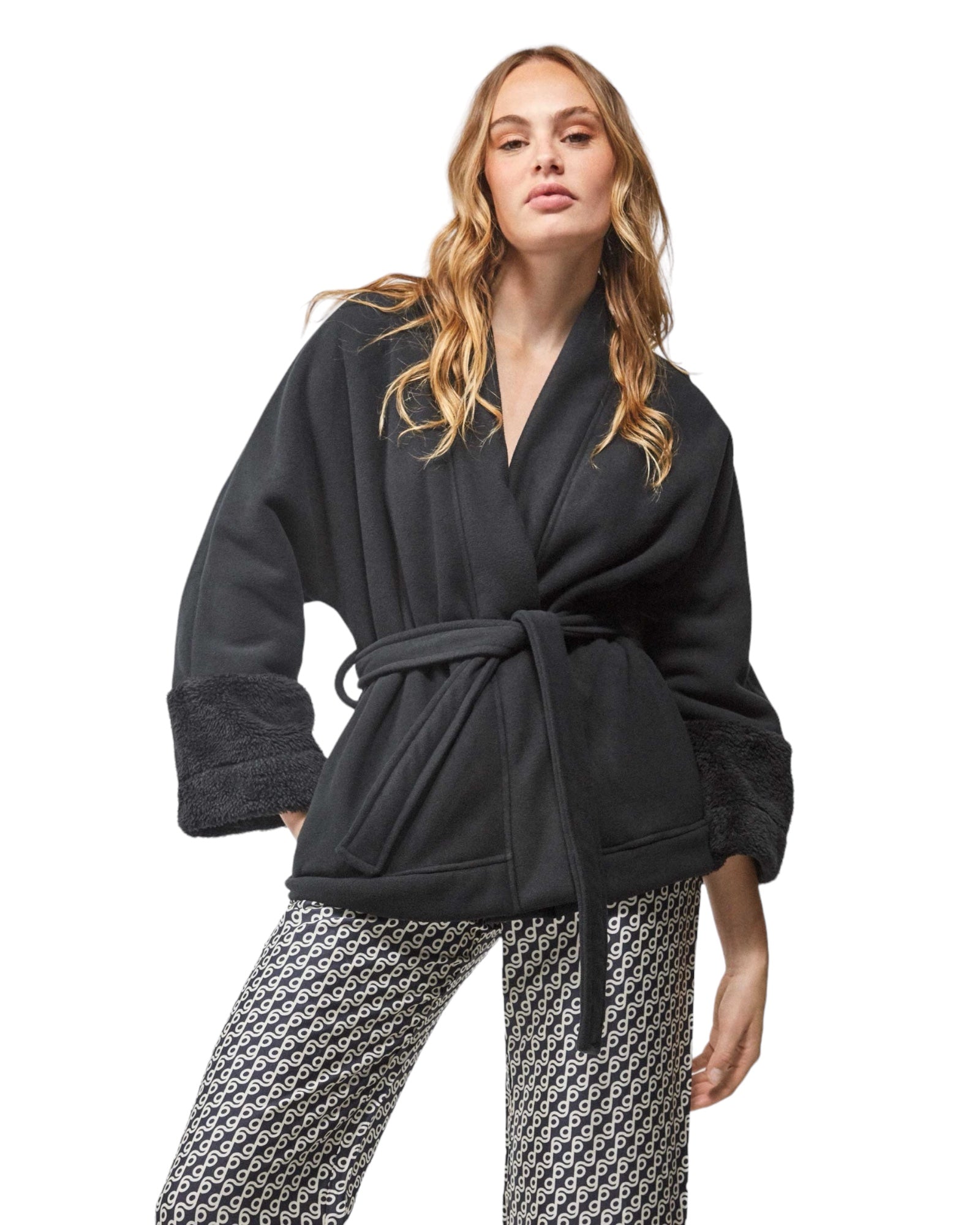 Vestaglia donna invernale Gisela in Pile con cintura 20184