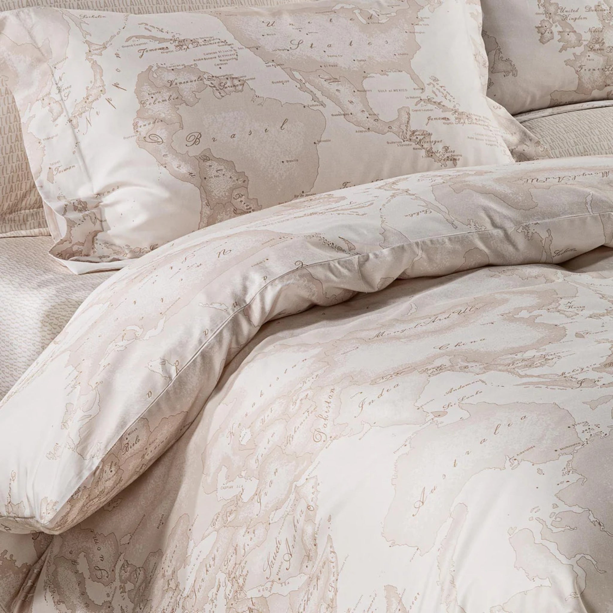 Mirabello double duvet cover set in cotton satin Art. Golden Flowers