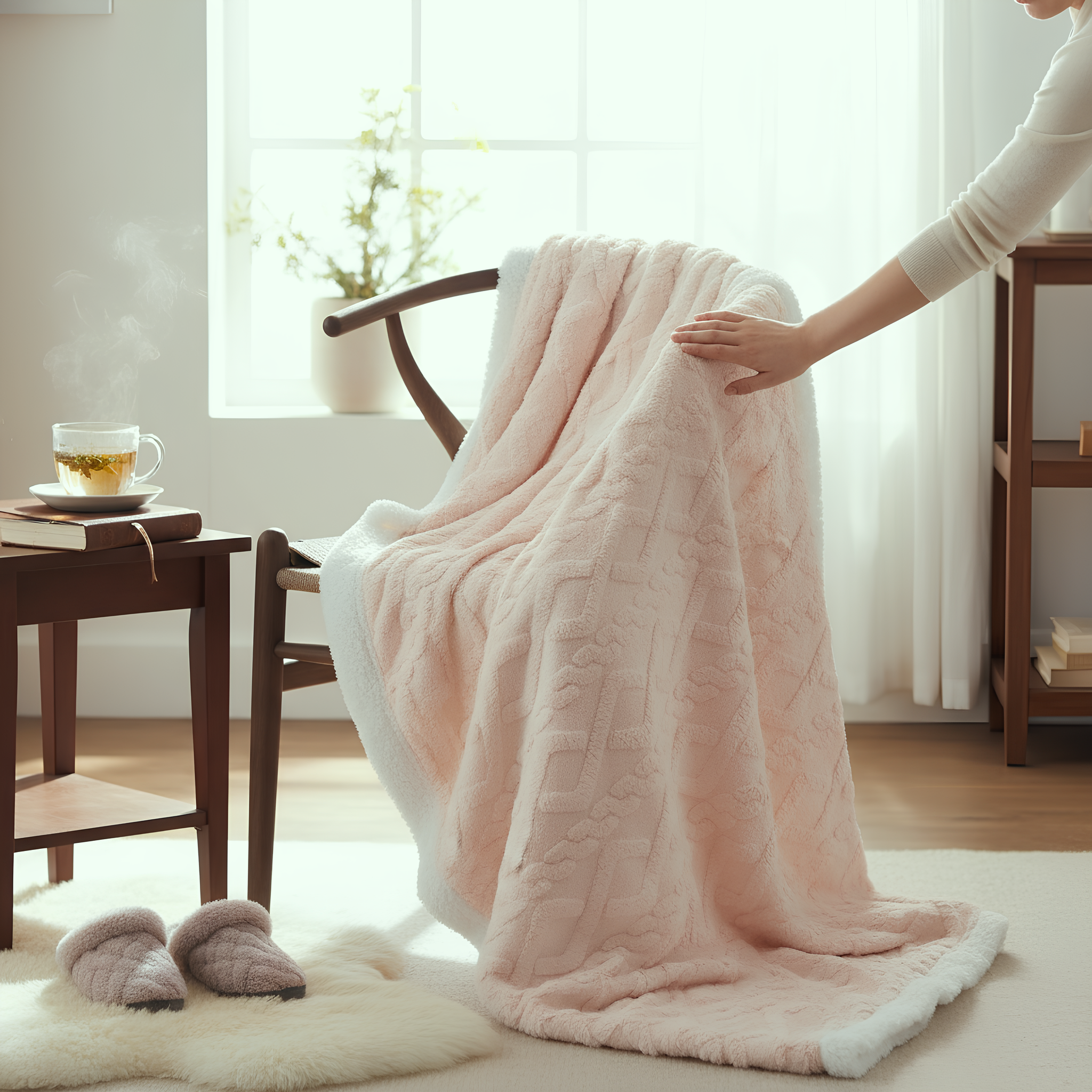 Plaid Admas chenille velvet blanket with sherpa back Art. 69028