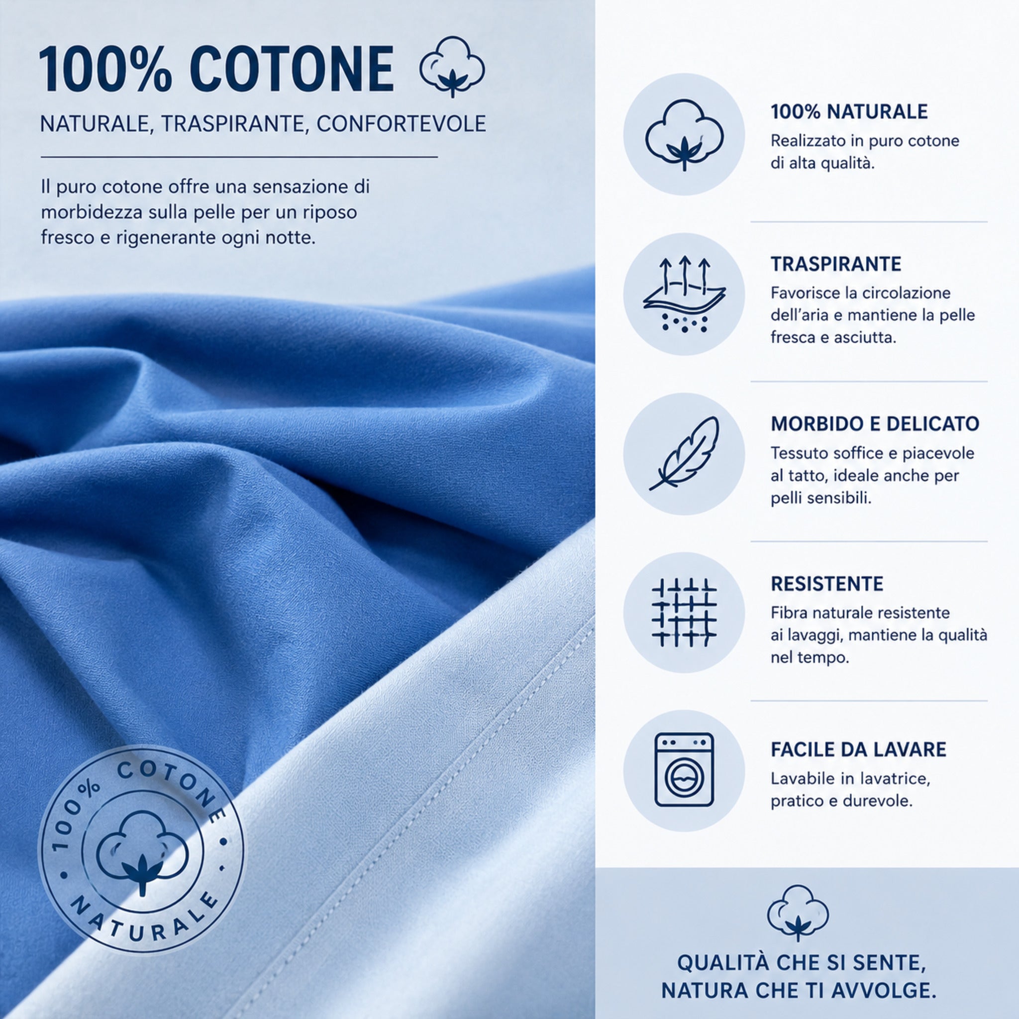 Dettaglio tessuto 100% cotone del completo lenzuola singolo Caleffi bicolore avio