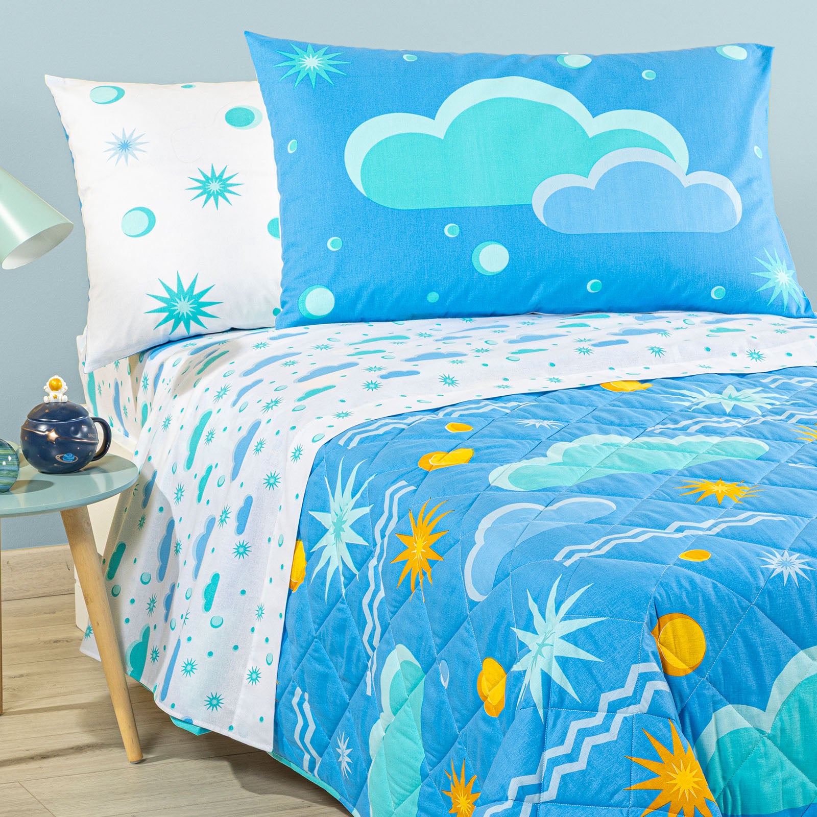 Copriletto Trapuntato Caleffi in cotone per letto singolo Art. Magica Notte