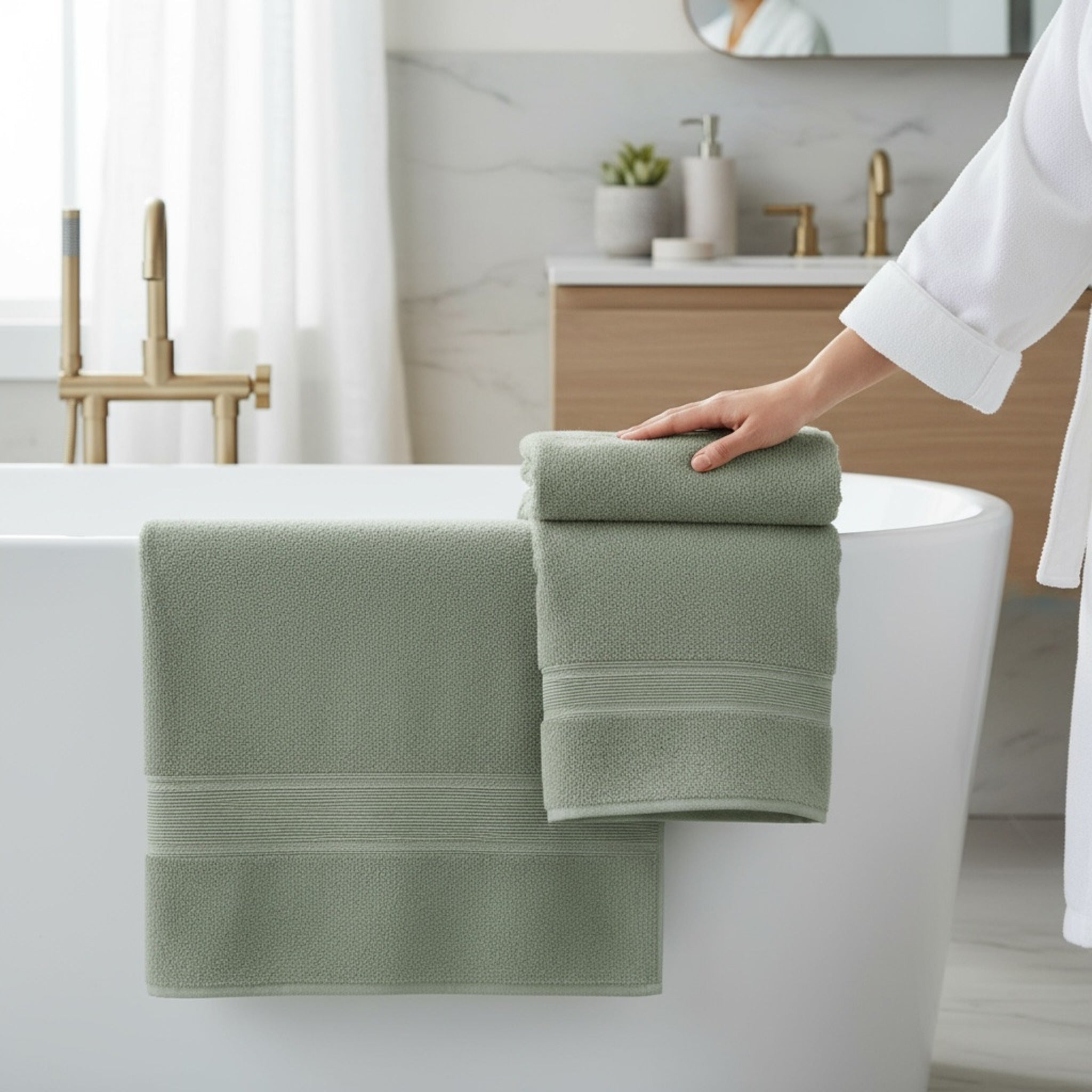 Zucchi Set Asciugamani 1+1 Art. Journey in Spugna di Puro Cotone 430 g/m²