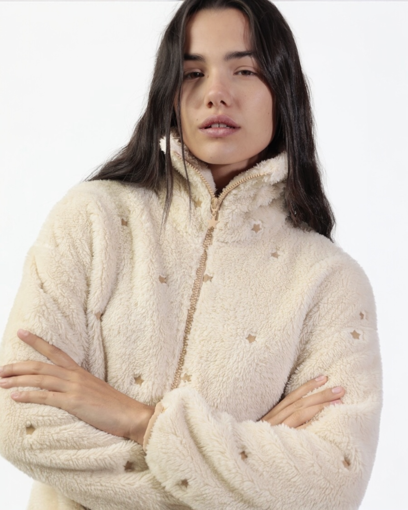 Vestaglia donna invernale in pile shearling con cerniera Admas Art. 67305