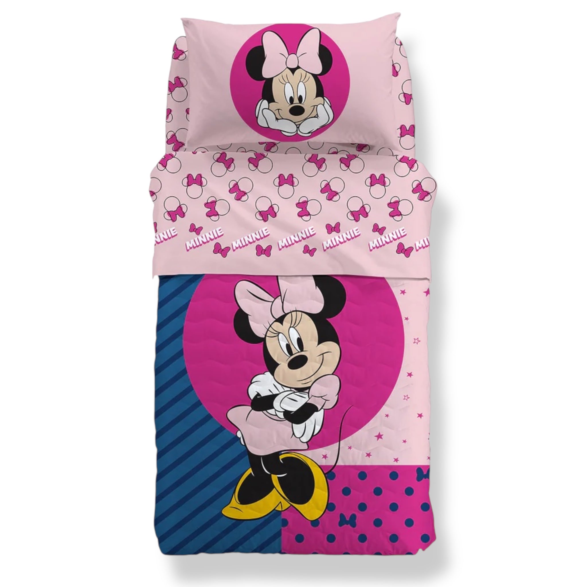 Copriletto Trapuntato Caleffi letto singolo Art. Minnie Smile 160x260 cm