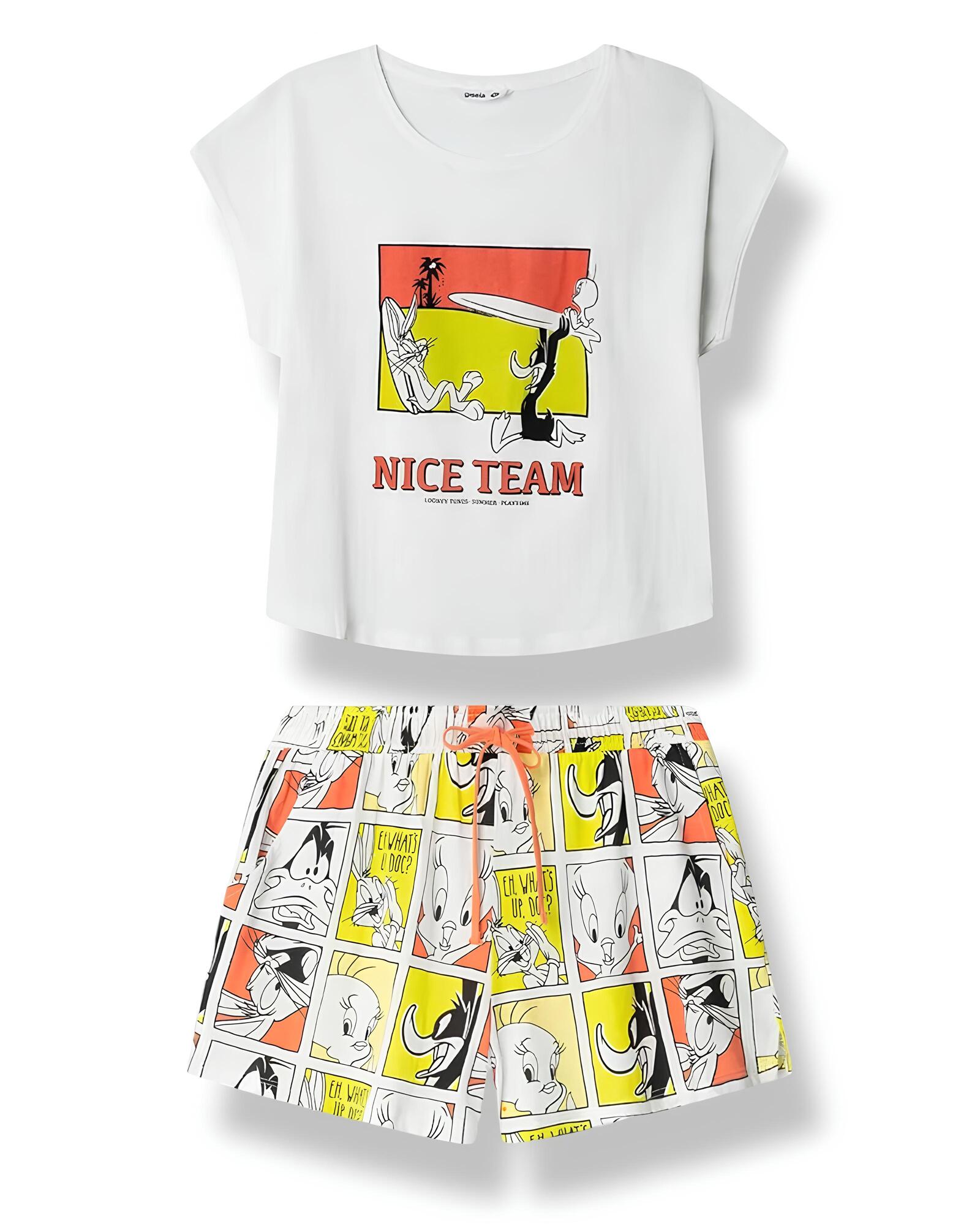 Pigiama donna estivo in cotone Looney Tunes x Gisela Art. 20274 S