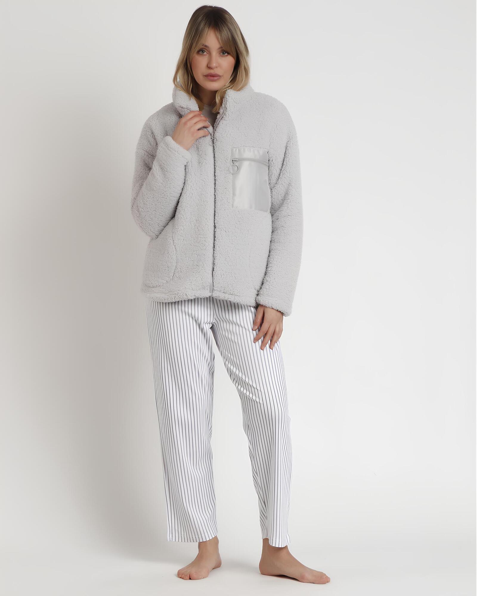 Vestaglia donna invernale in pile shearling con cerniera Admas Art. 57541