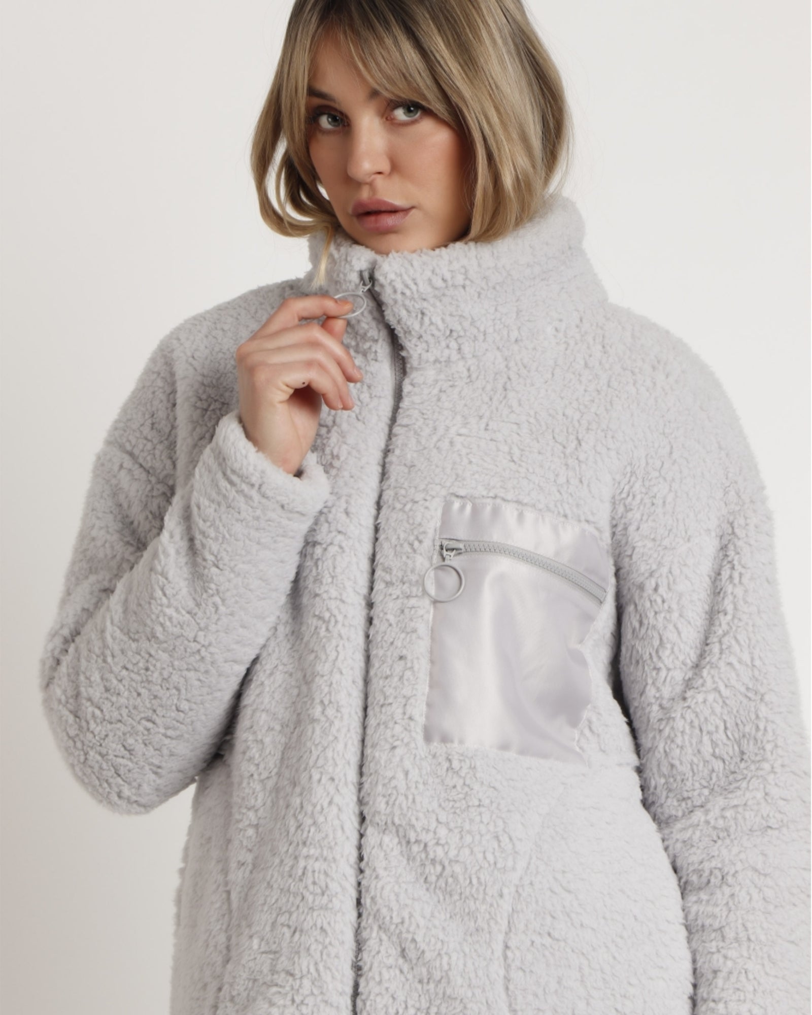 Vestaglia donna invernale in pile shearling con cerniera Admas Art. 57541