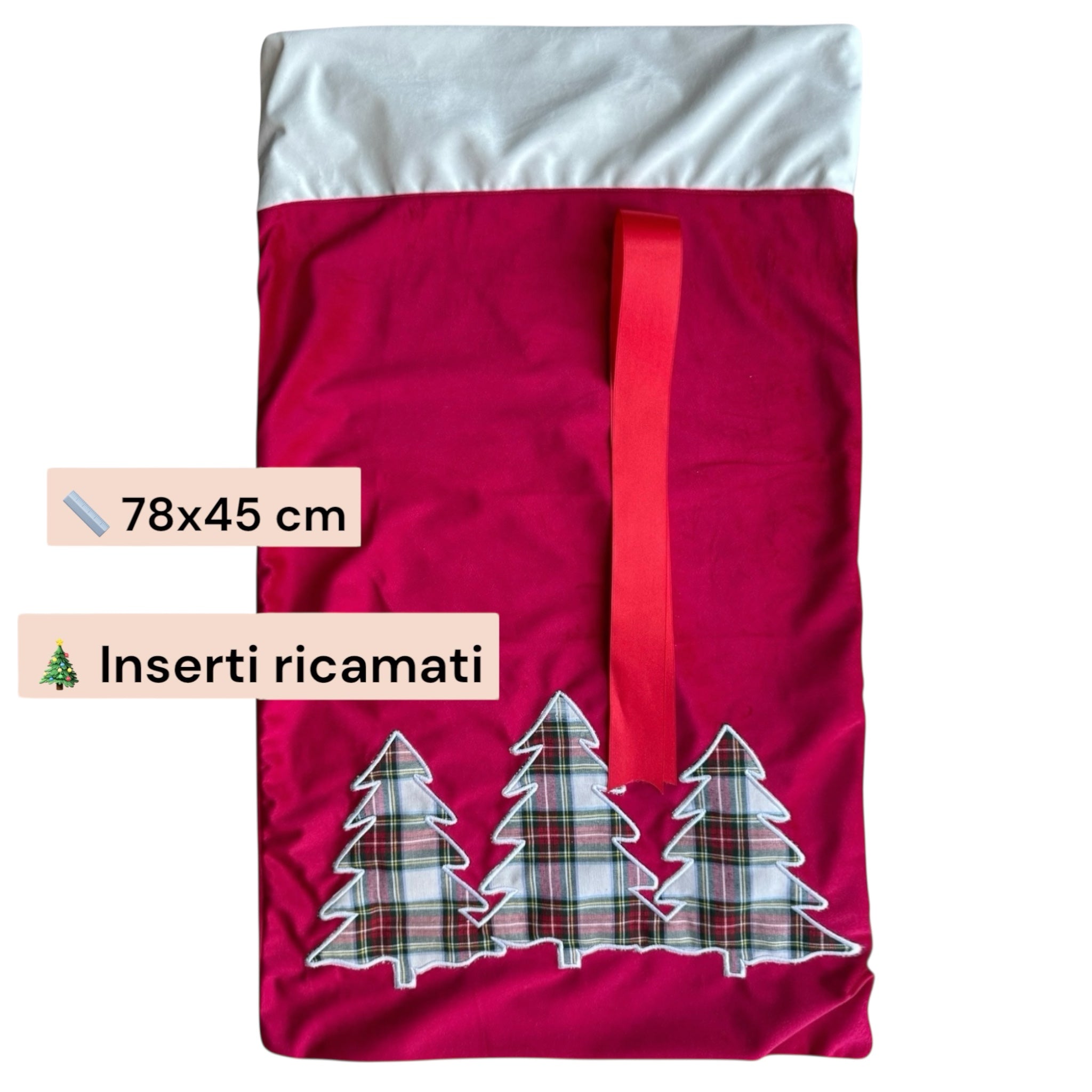 Sacco di Babbo Natale in velluto con applicazioni ricamate Art. Magic Tree