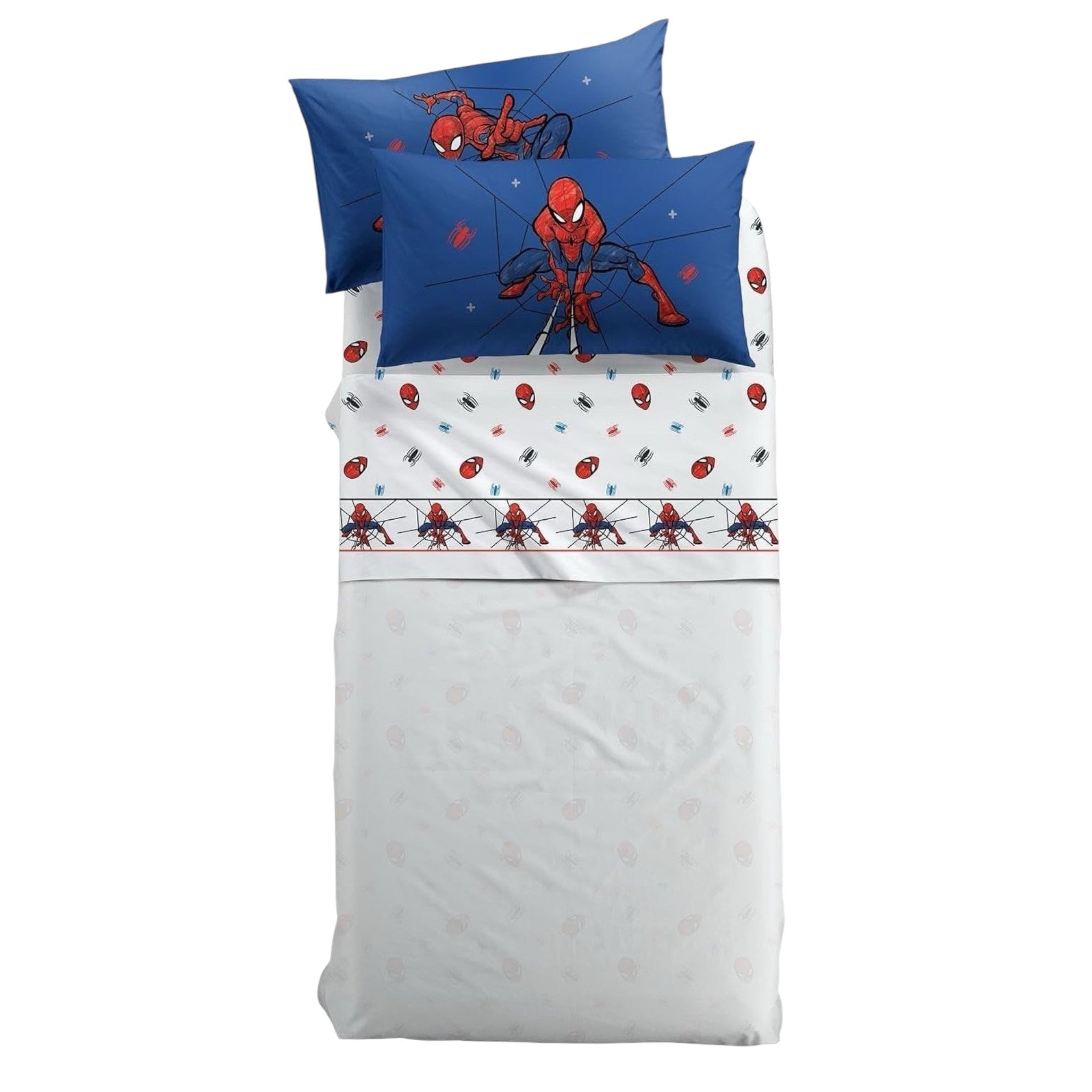 Completo Lenzuola per Letto Singolo di Caleffi in Cotone Art. Spider-Man