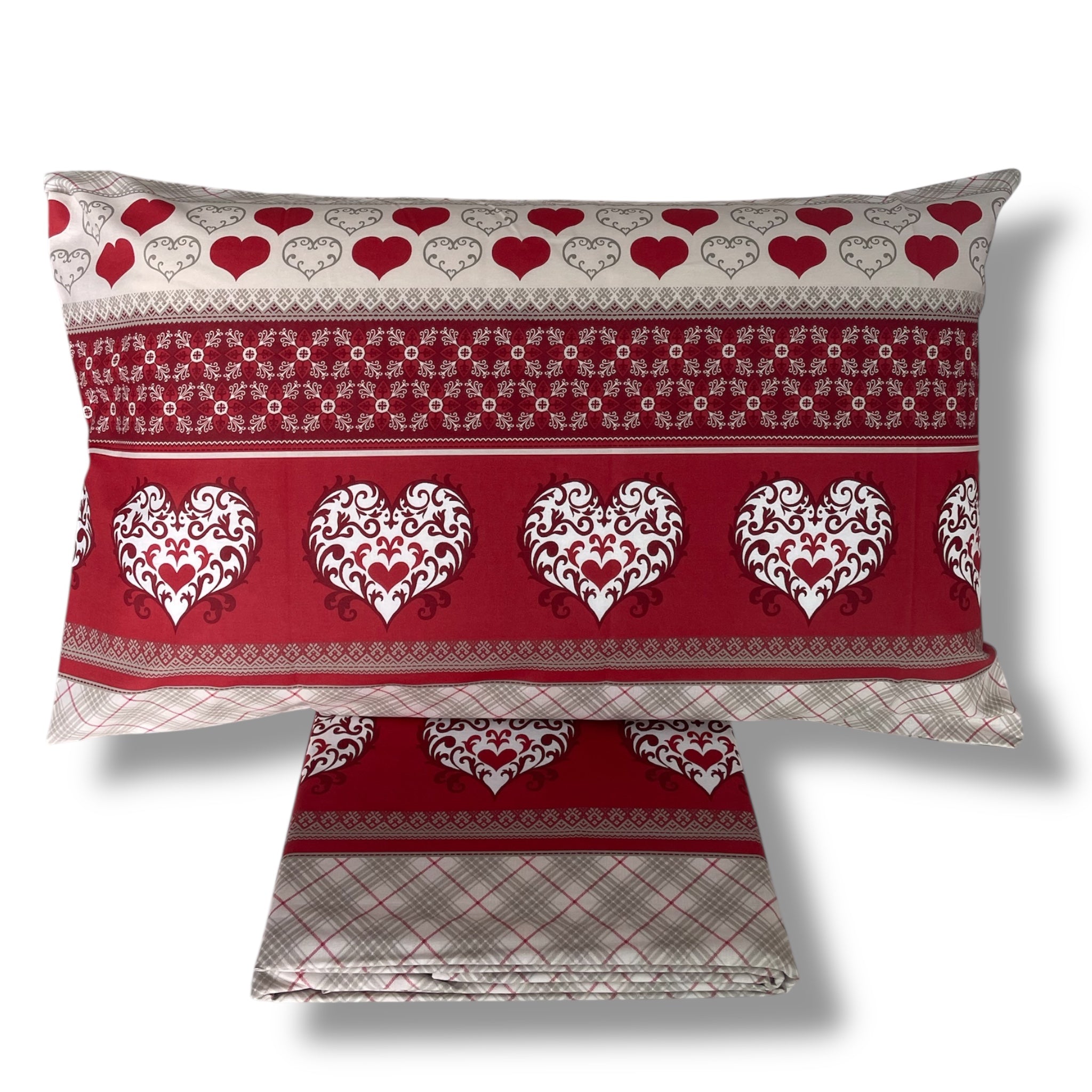 Zambaiti Parure copripiumino Matrimoniale Art. Cuori 100% Cotone
