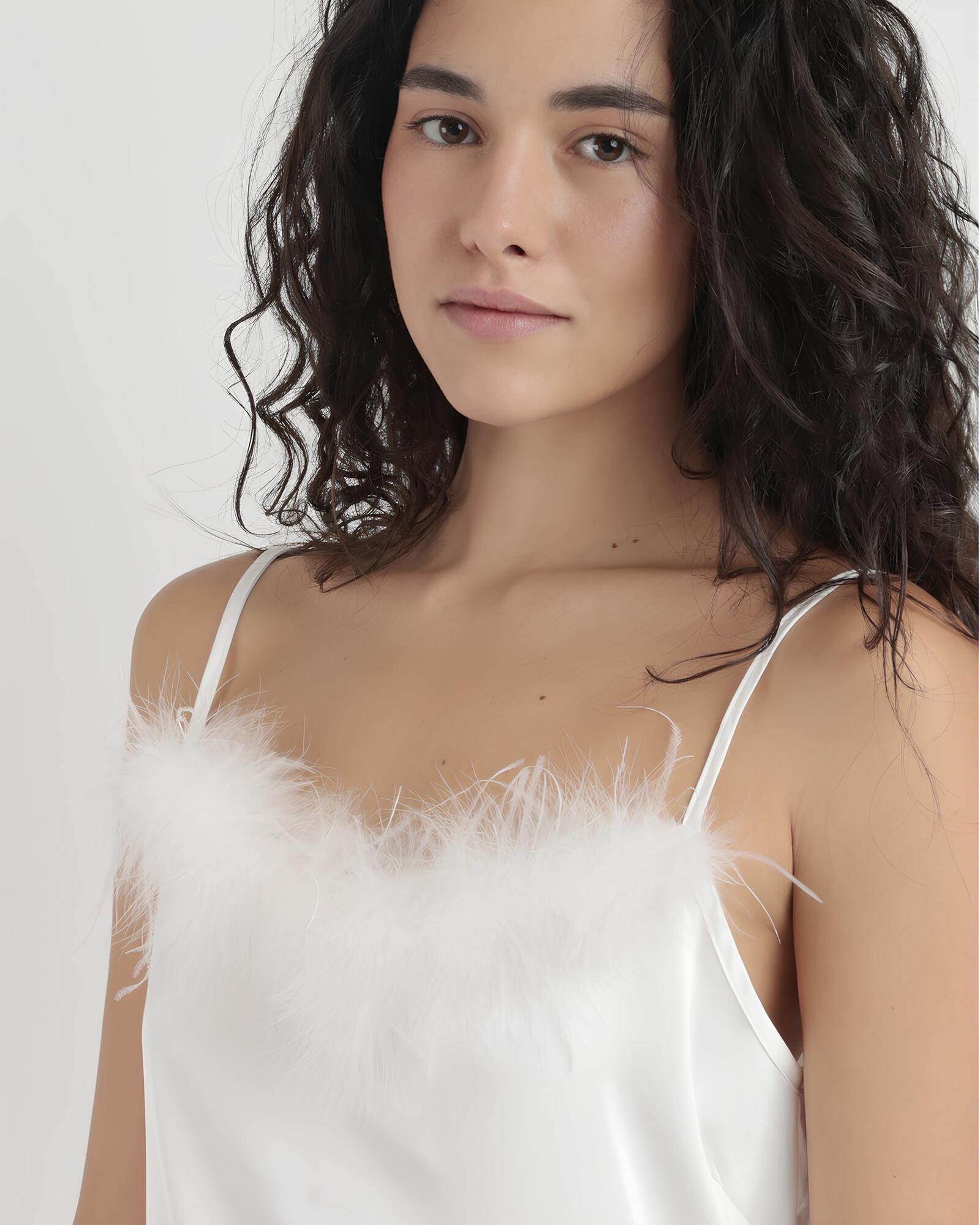 Camicia da notte sposa sottoveste in raso e piume di Admas Art. 61322