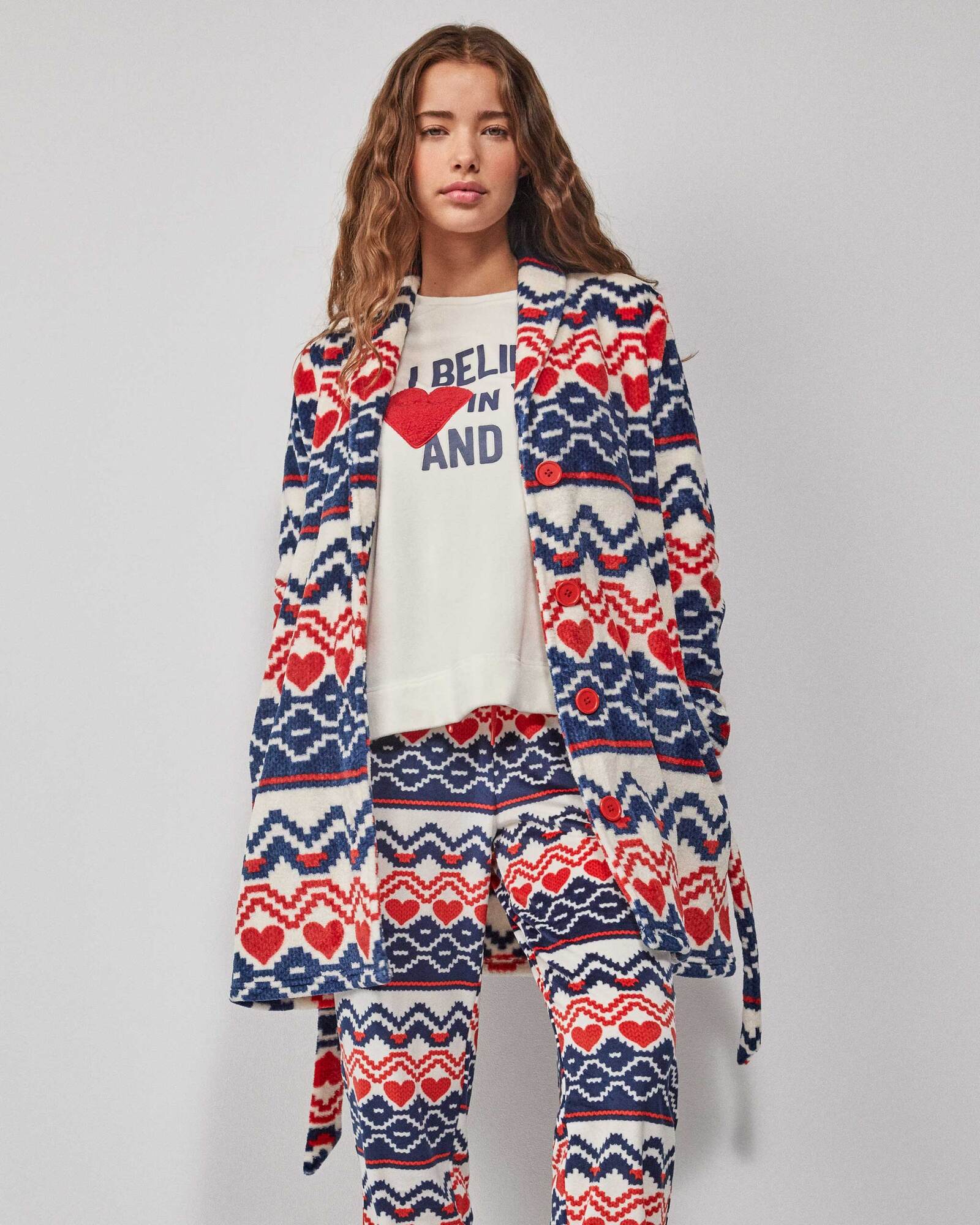 Women's winter dressing gown in coral fleece with zip by Admas Art. 67017