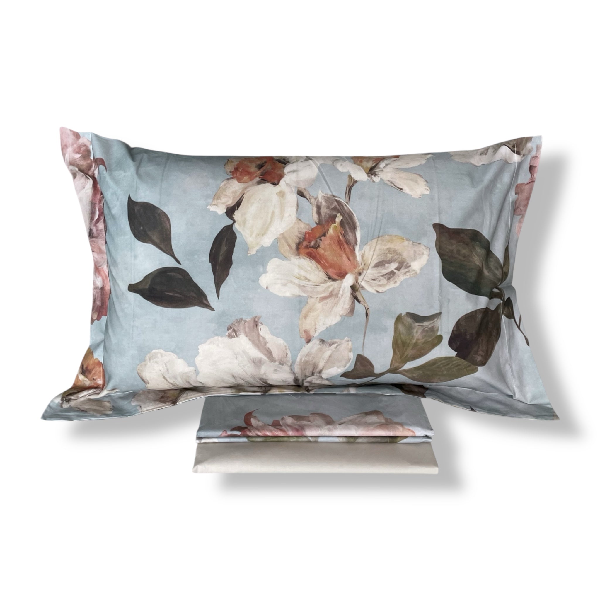 Completo Lenzuola Matrimoniali in Cotone Percalle Mirabello Art. Vanity Flowers