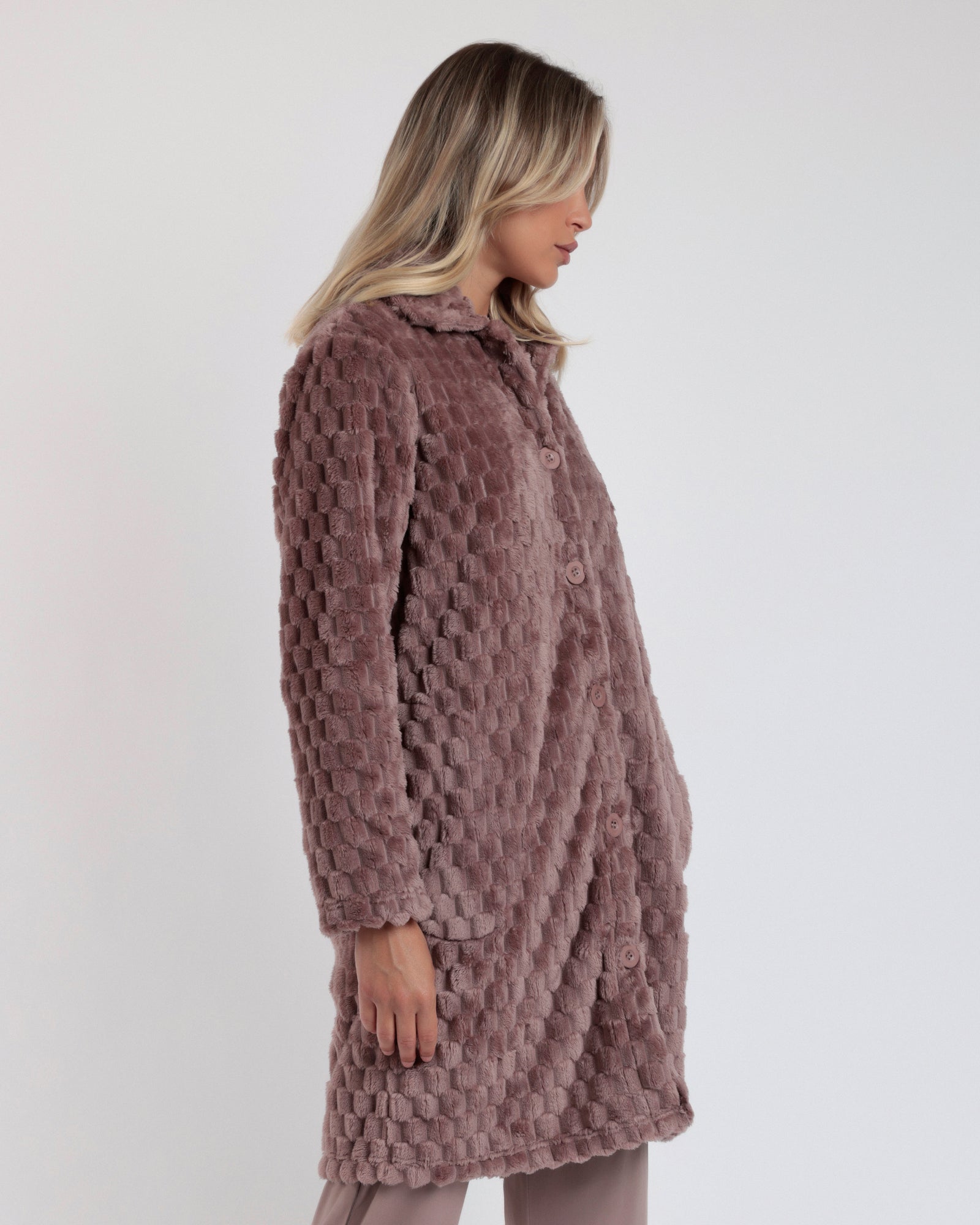 Vestaglia donna invernale in coral fleece con bottoni Admas Art. 67155