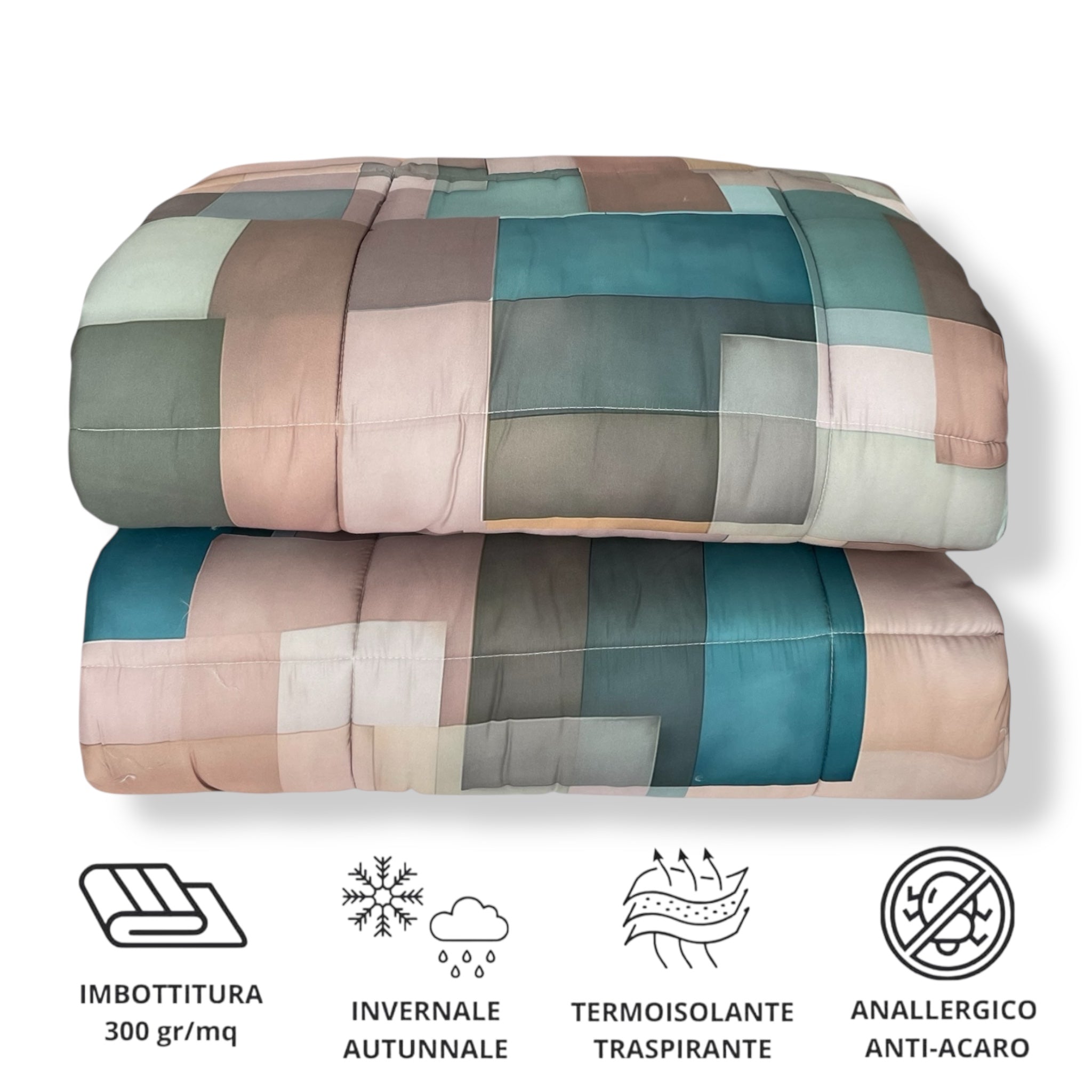 Trapunta Matrimoniale Fancy Home in microfibra Art. Corvara Geometrica