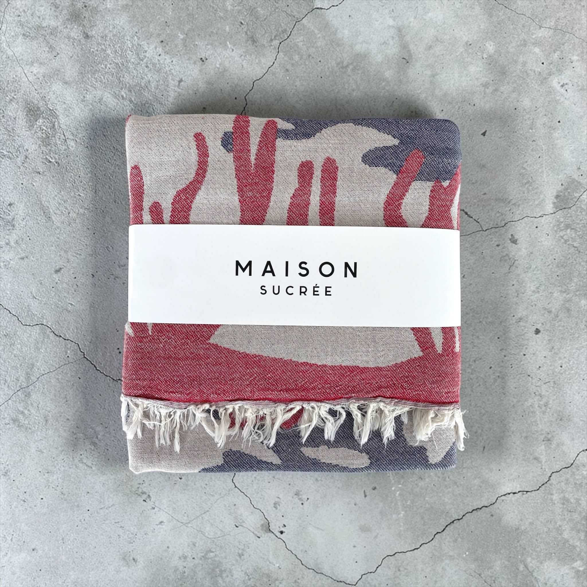 Telo Mare Maison Sucrèe in puro cotone 90x180 cm con frange Art. Atolli