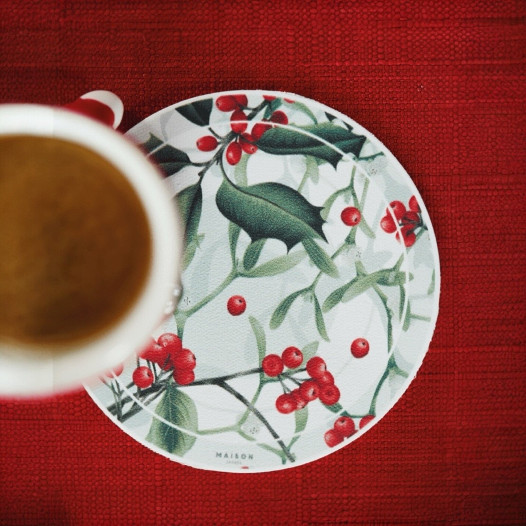 Set 6 Sottobicchieri Natalizi antimacchia di Maison Sucrée in PVC Art. Carillon