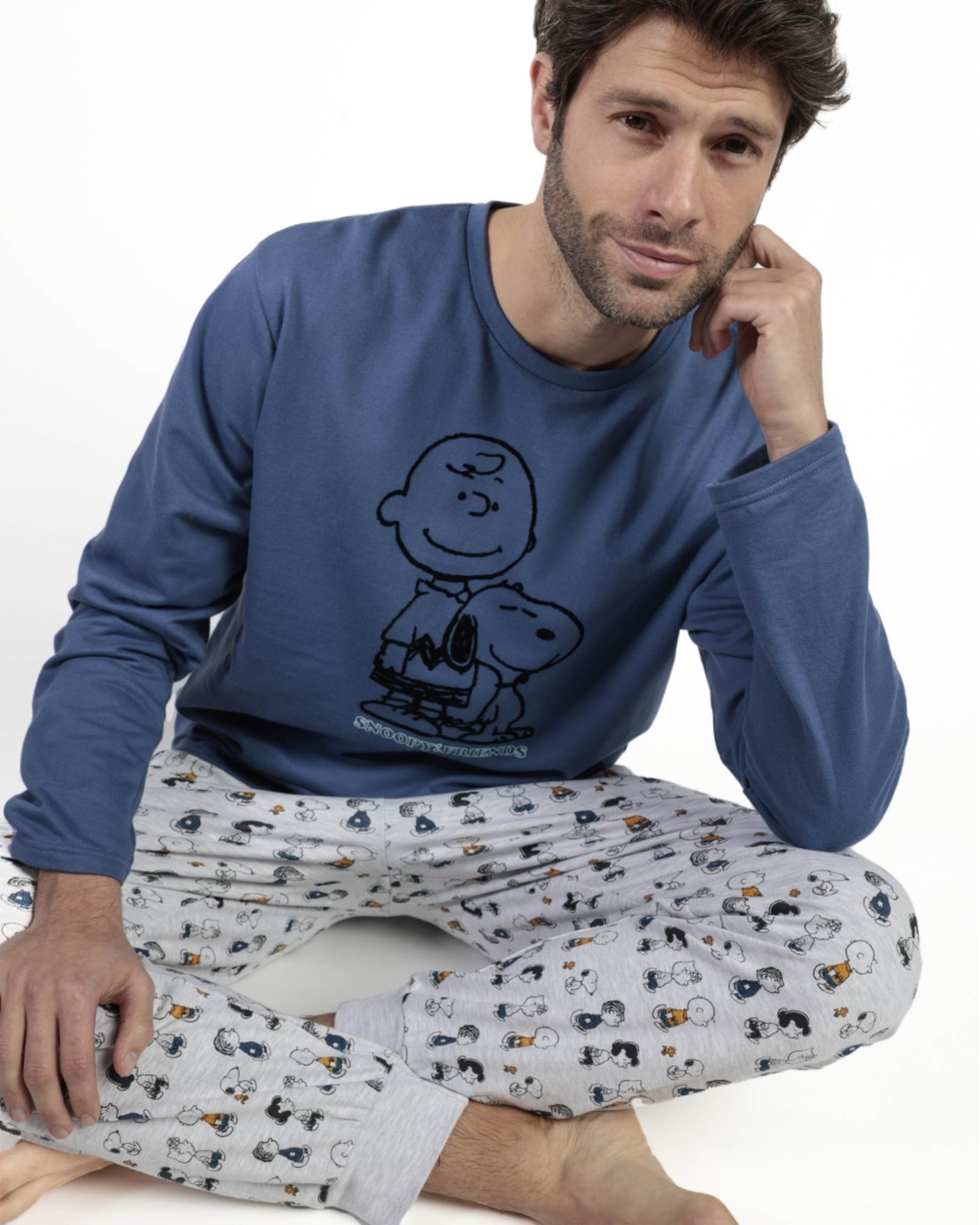 Pigiama uomo invernale di Snoopy in caldo cotone di Admas Art. 63015