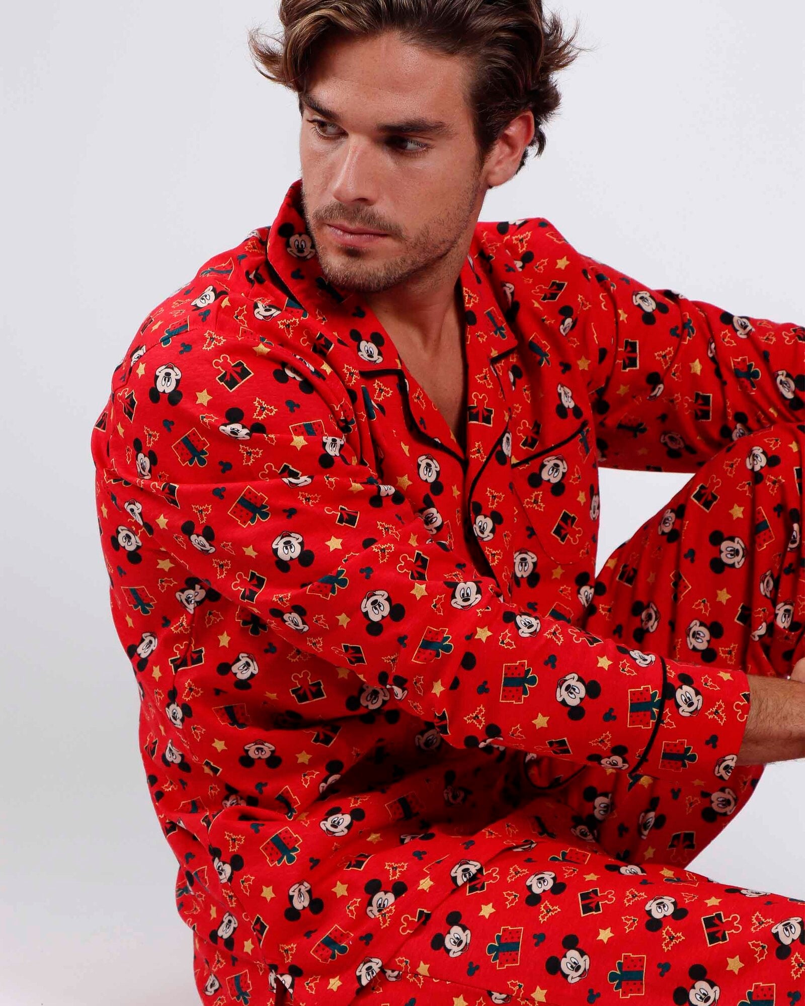 Pigiama uomo Disney invernale in cotone motivo natalizio Art. 55434