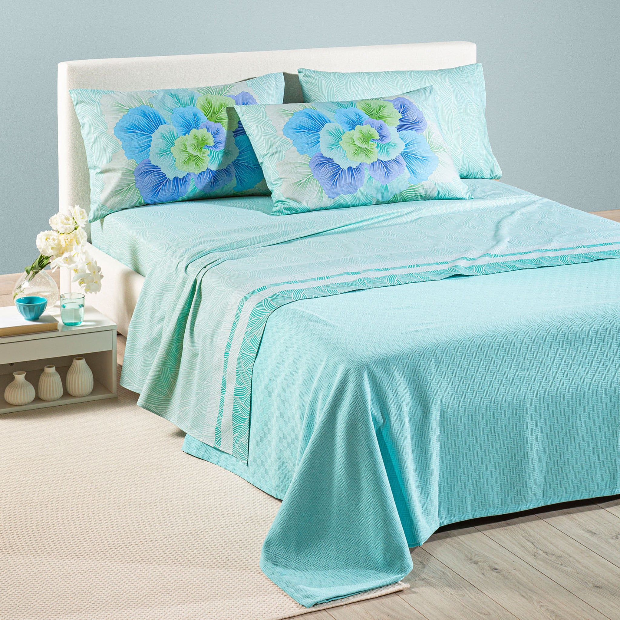 Completo Lenzuola Matrimoniali Caleffi in 100% Cotone Art. Madreperla