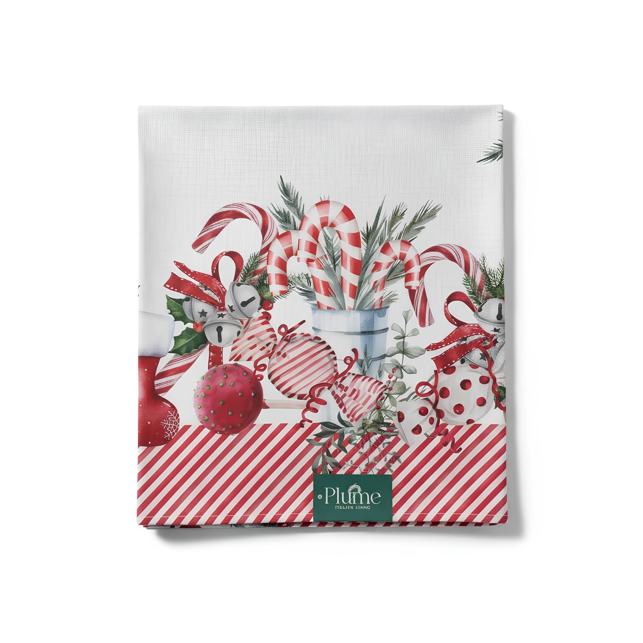 Centrotavola Natalizio in cotone panama quadrato 90x90 cm Art. Candy