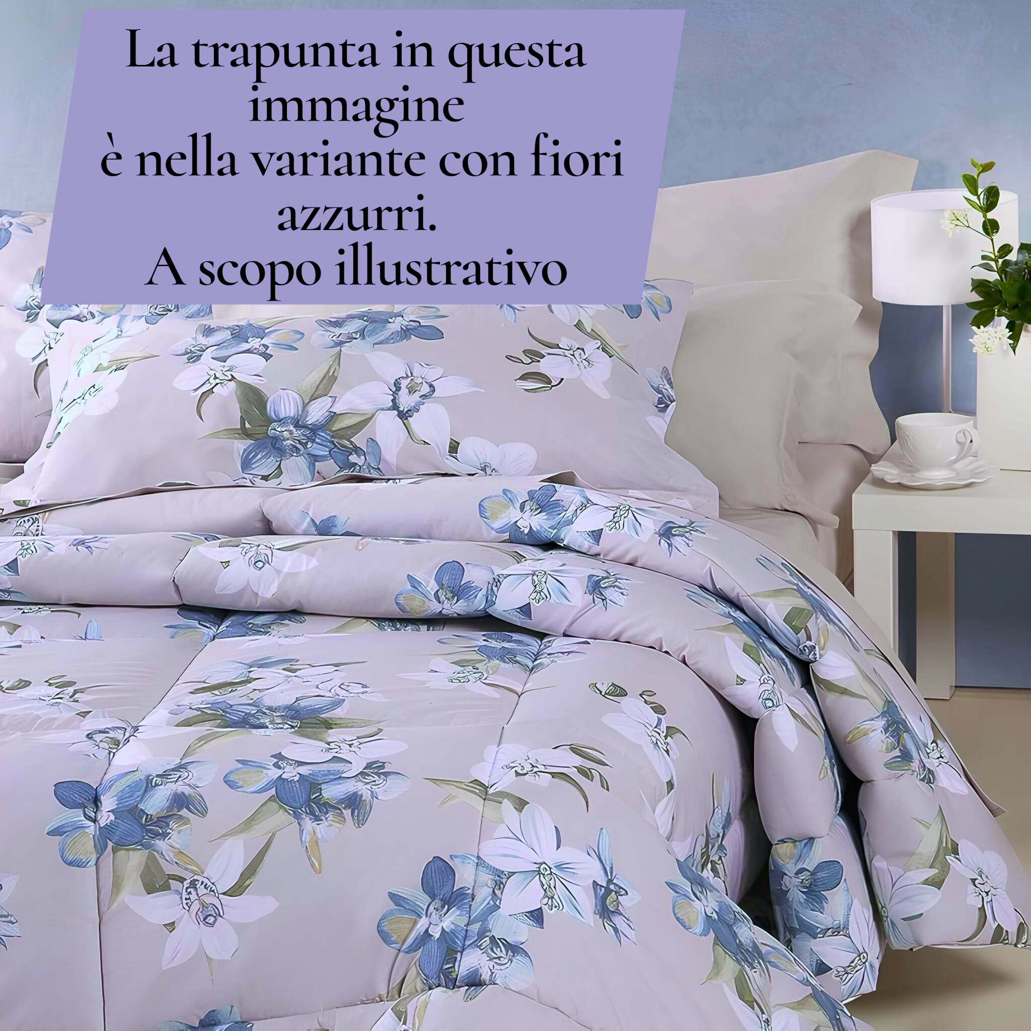 Trapunta invernale matrimoniale Mirabello in percalle di cotone Art. Soft Orchidea