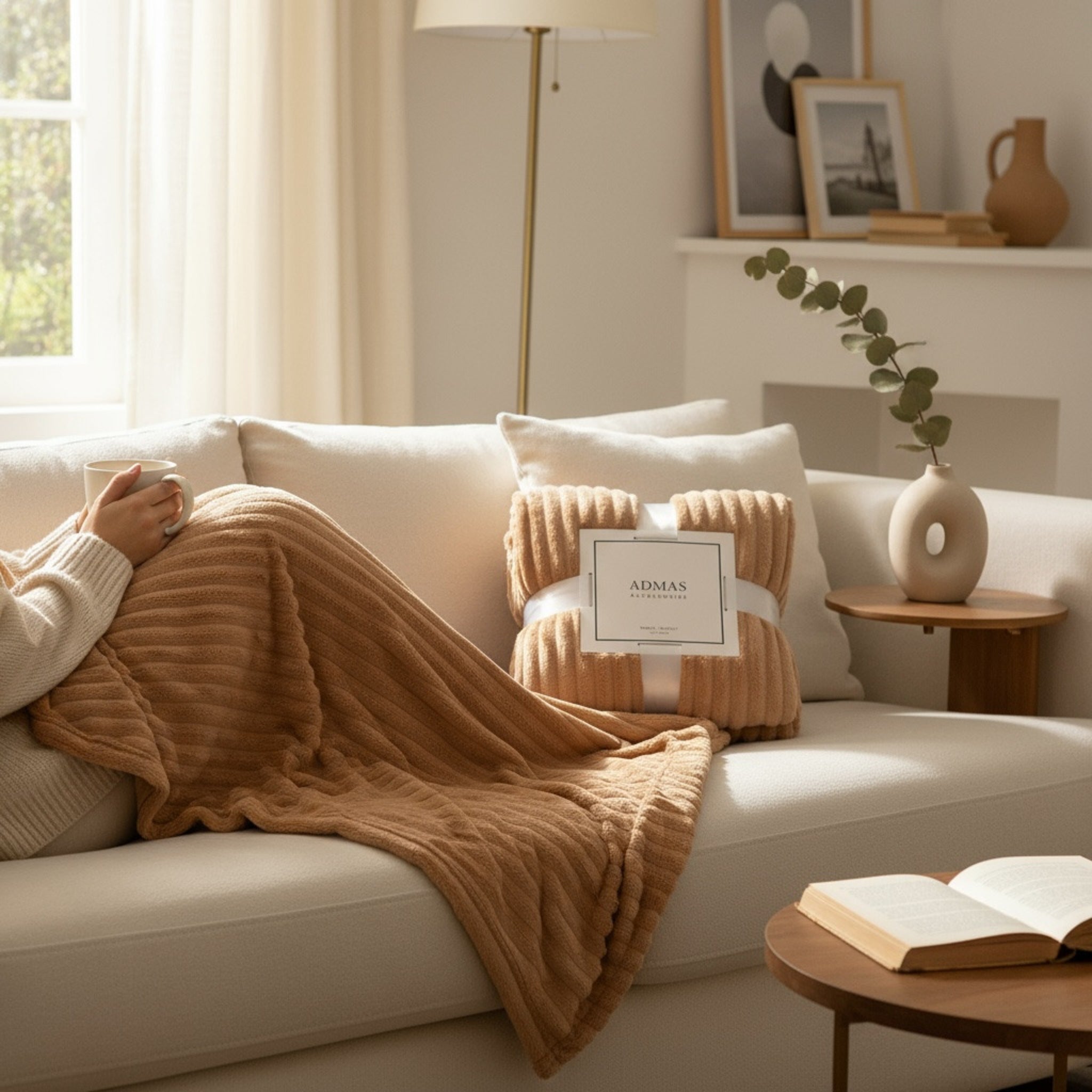 Plaid Admas coperta in caldo velluto cinigliato a righe Art. 69027