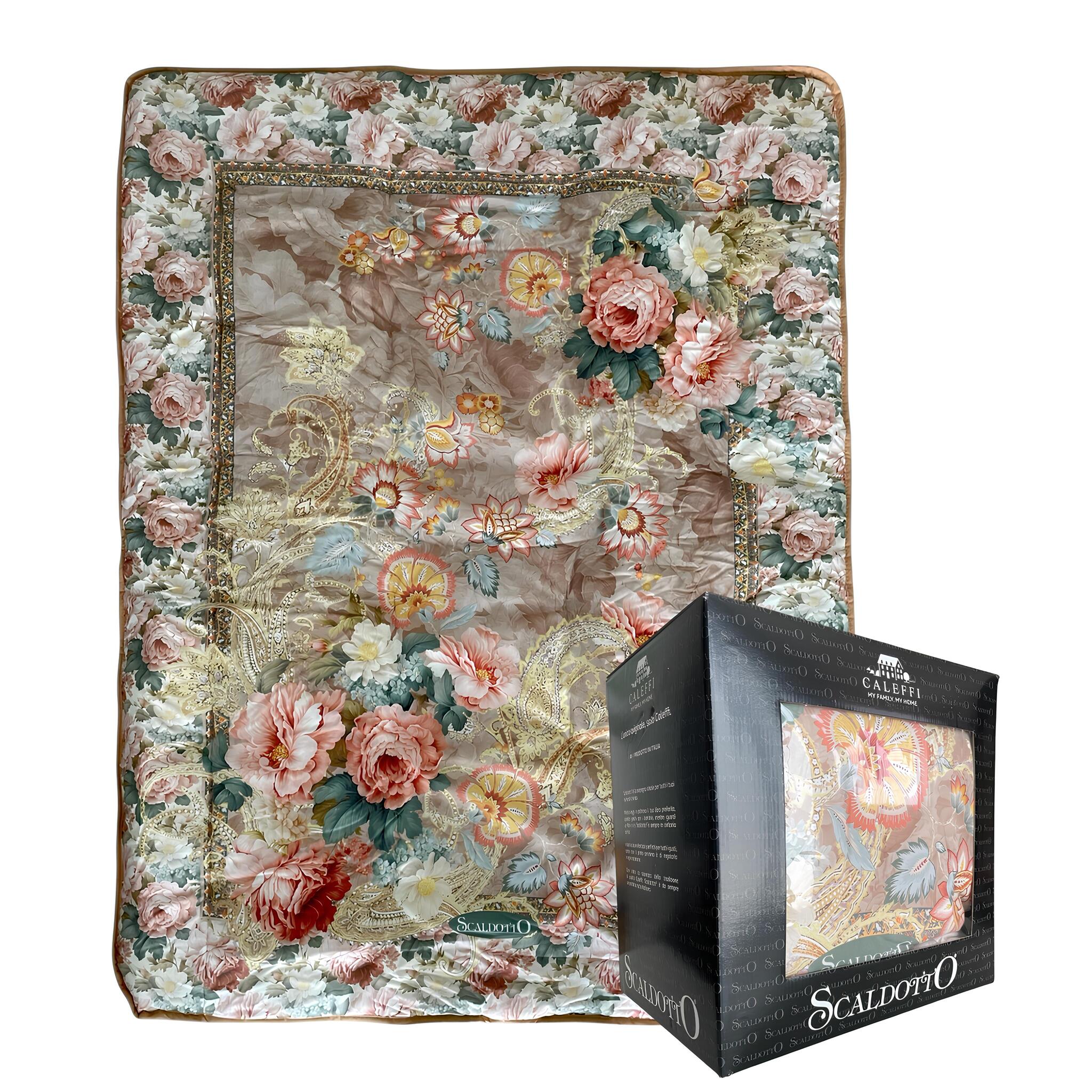 Caleffi Scaldotto Flora Plaid Imbottito 130x170 cm in 100% Cotone