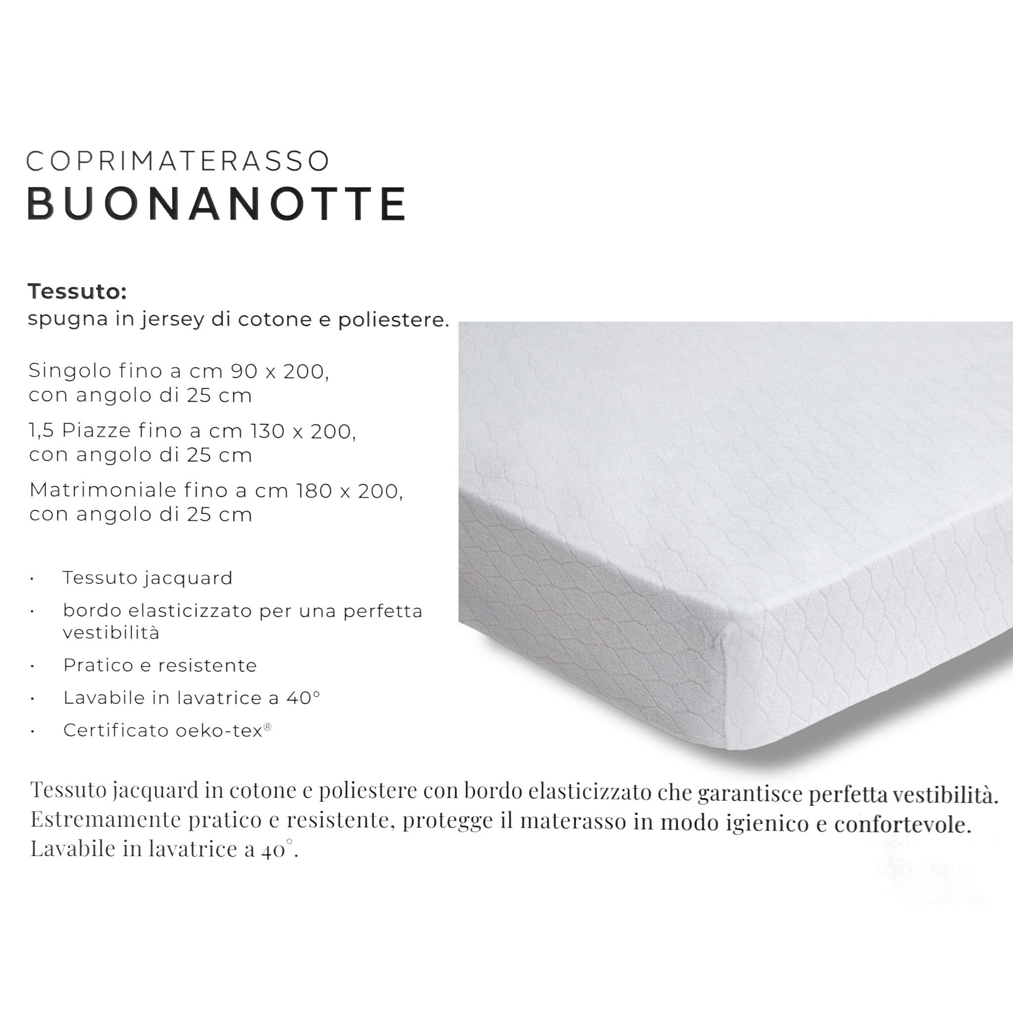 Coprimaterasso Caleffi in Spugna Jersey di Cotone Art. Buonanotte