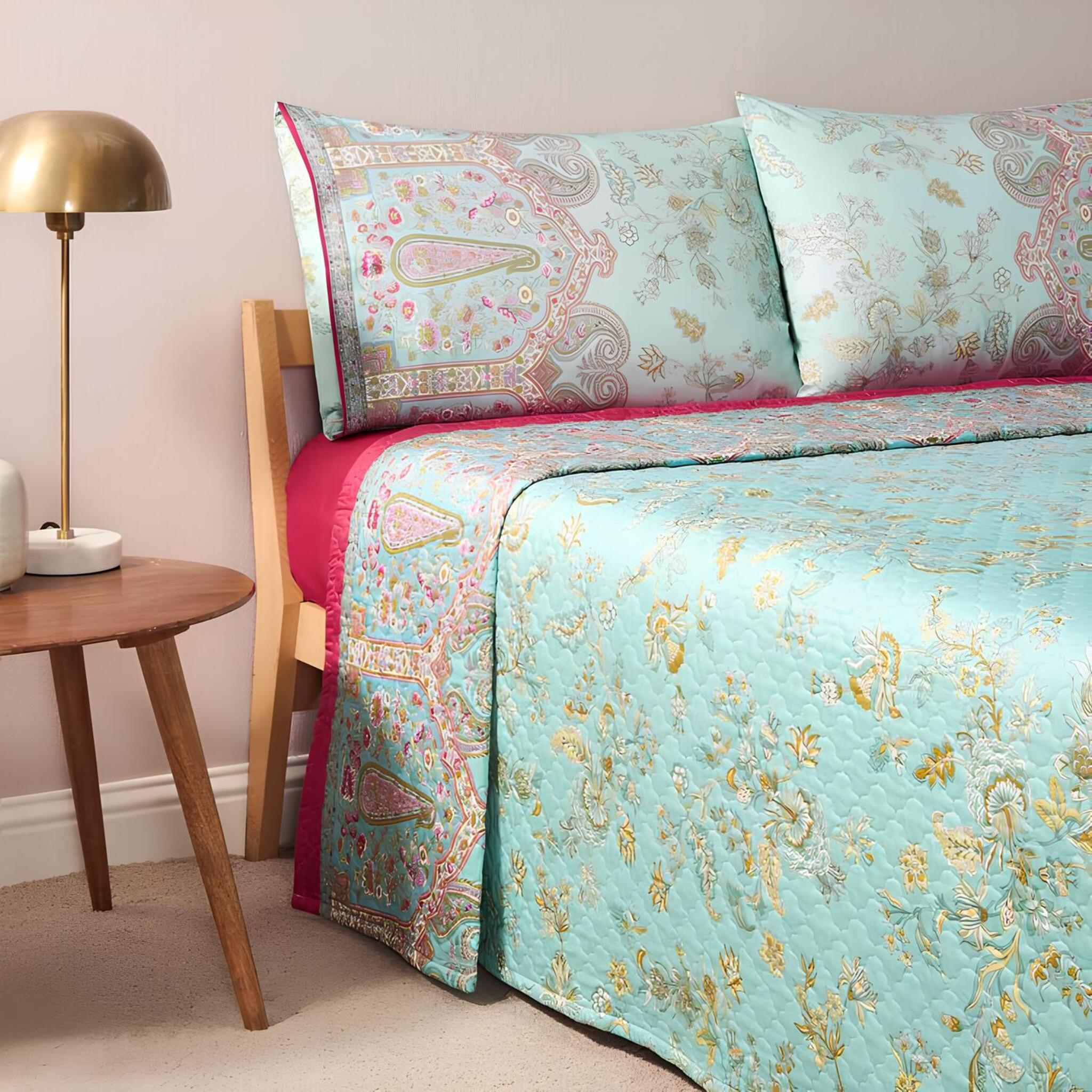 Copriletto Trapuntato Matrimoniale in cotone Bassetti Granfoulard Art. Indian Roses