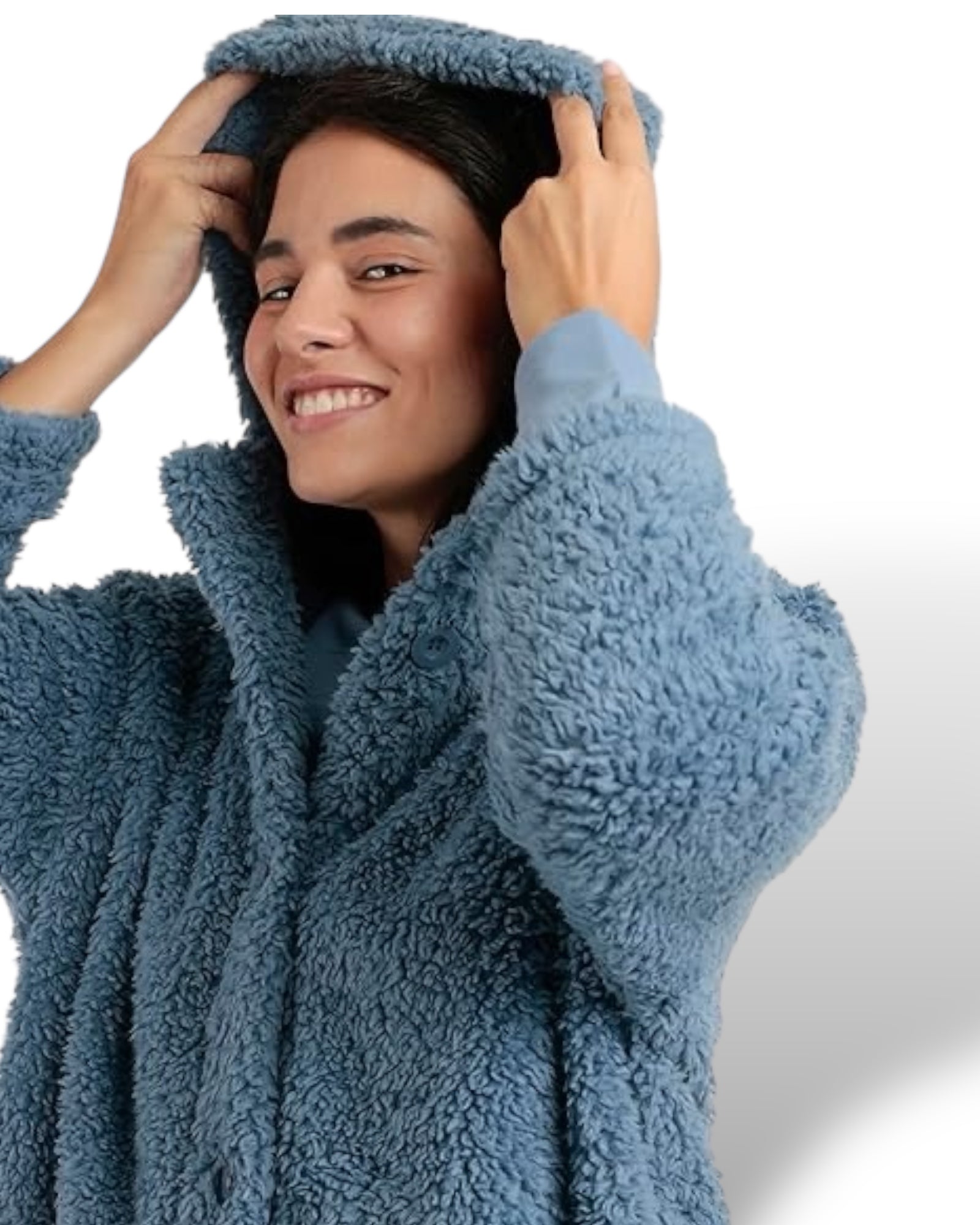 Vestaglia donna invernale in pile shearling con cappuccio Admas Art. 57542