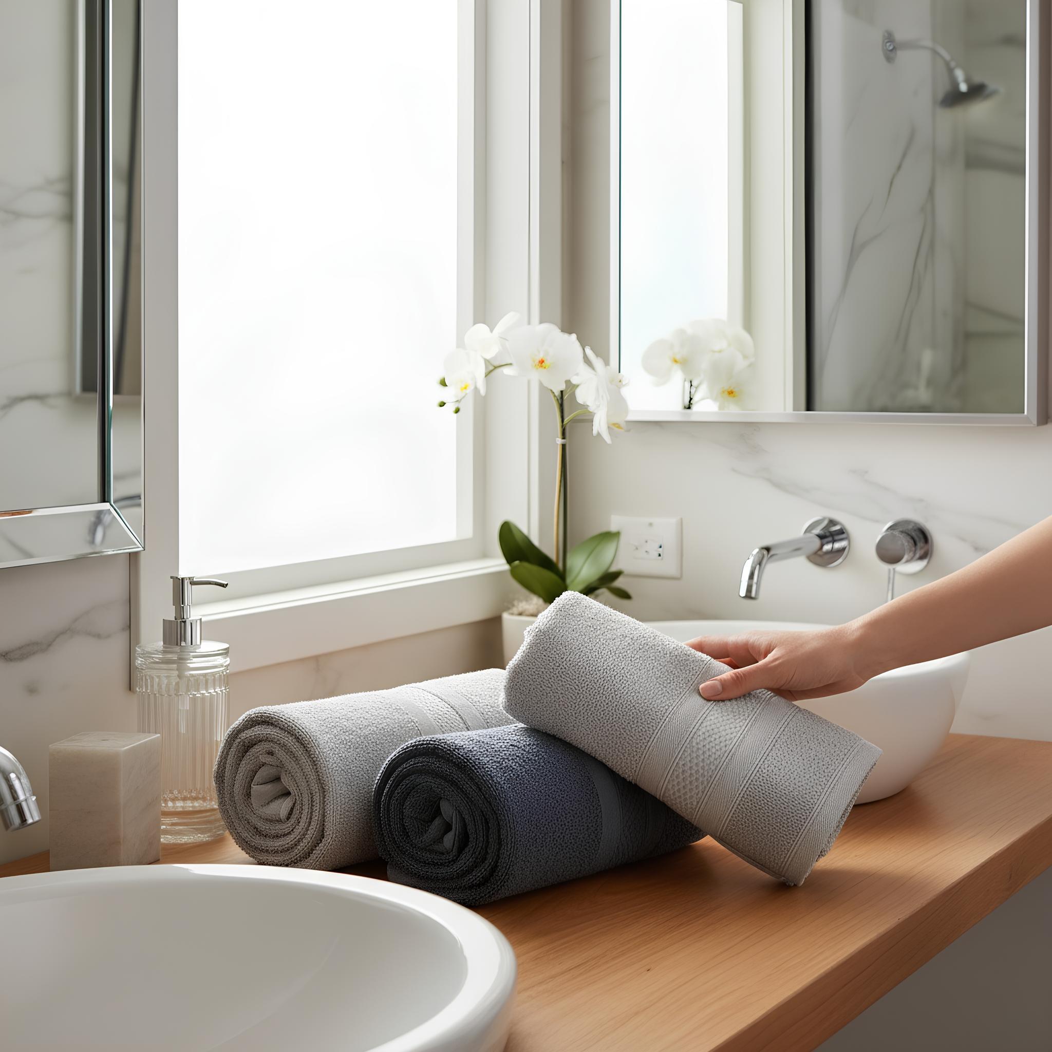 Set 6 Asciugamani 3 Viso e 3 Ospite Rebecca Home in spugna di cotone Art. Strabattuto