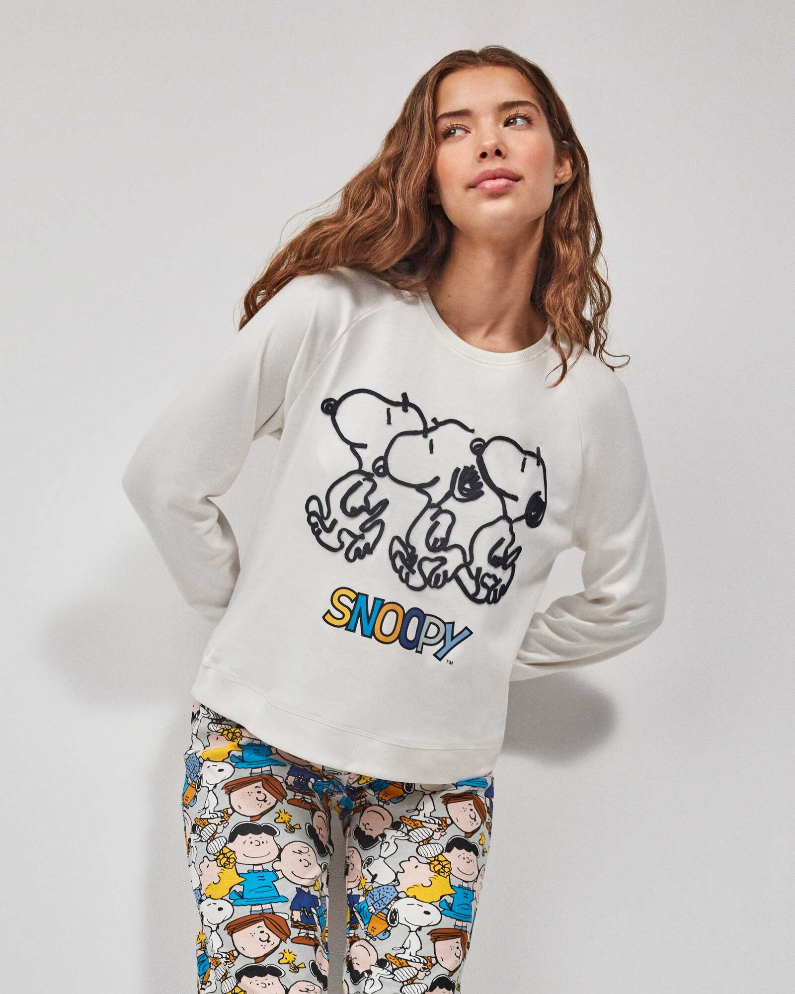 Pigiama donna invernale di Snoopy in caldo cotone jersey Art. 20217