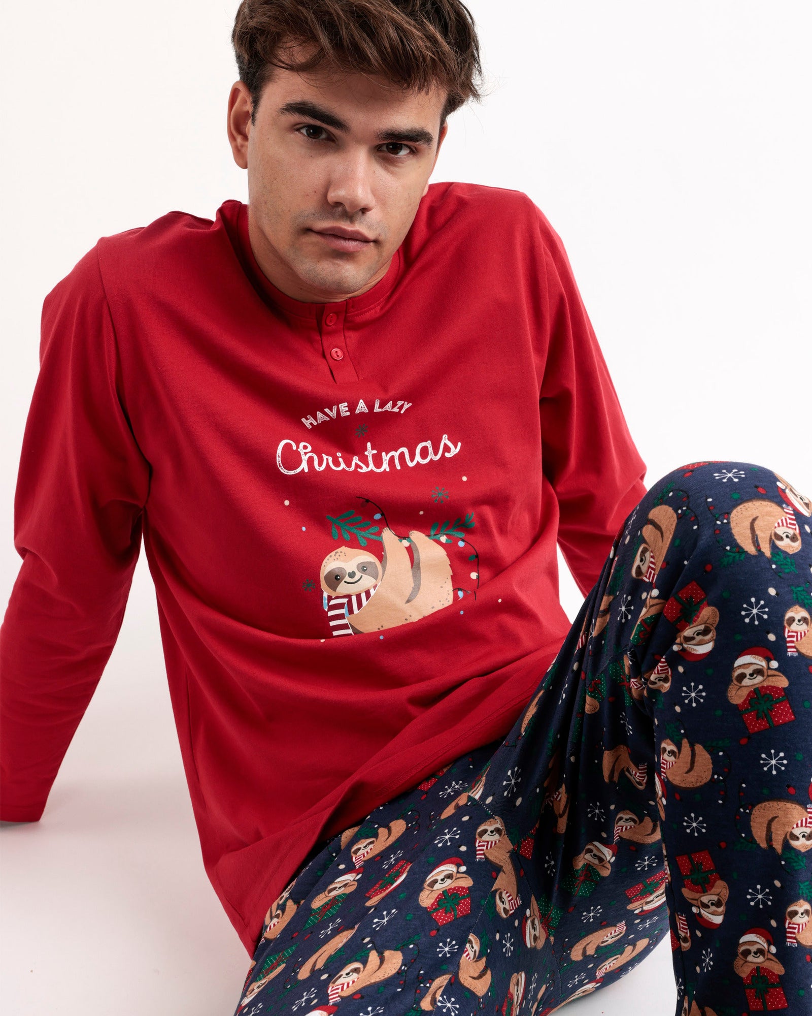 Winter men's pajamas in warm cotton with Christmas motif Admas Art. 60068