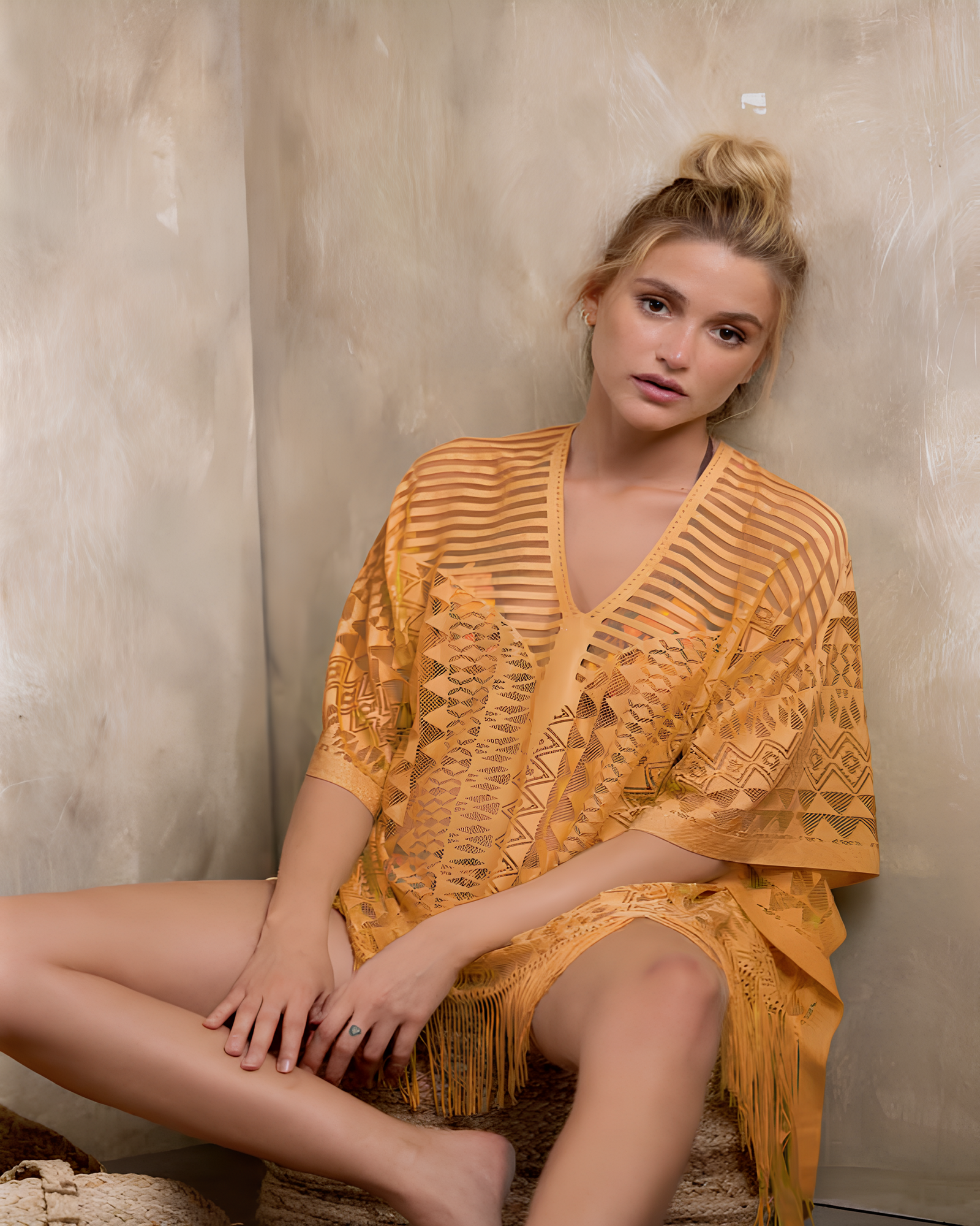 Abito Copricostume donna modello caftano con frange di Admas Art. 19734