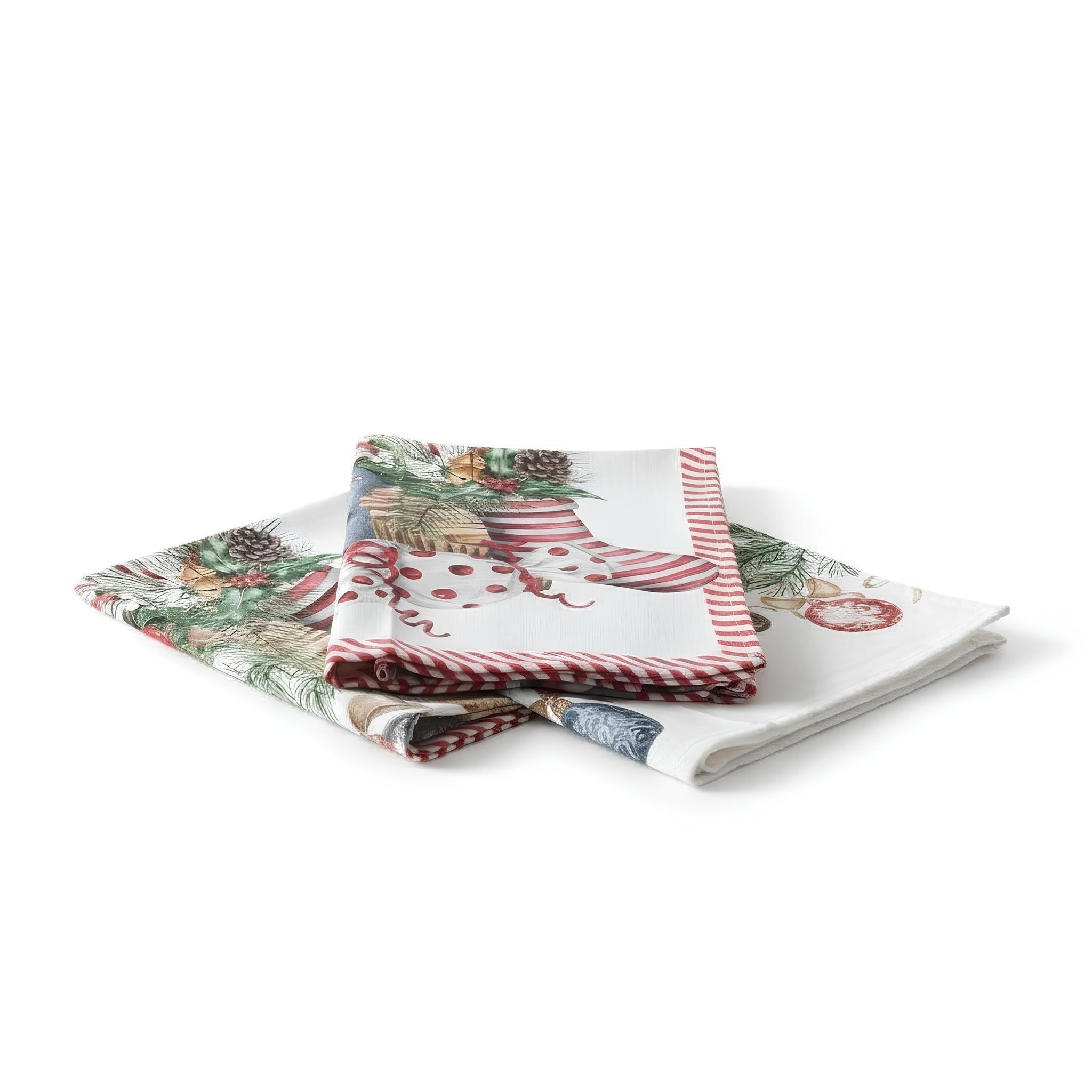 Tris di Strofinacci Natalizi in 100% cotone panama 50x75 cm by Plume