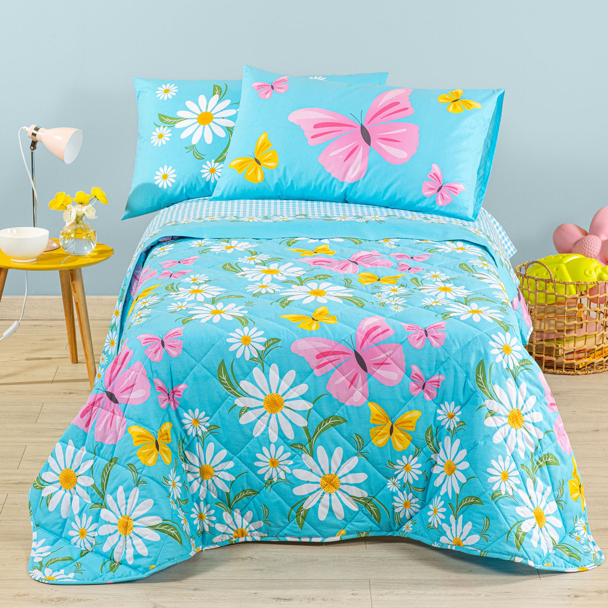Copriletto Trapuntato Caleffi in cotone per letto singolo Art. Margherite