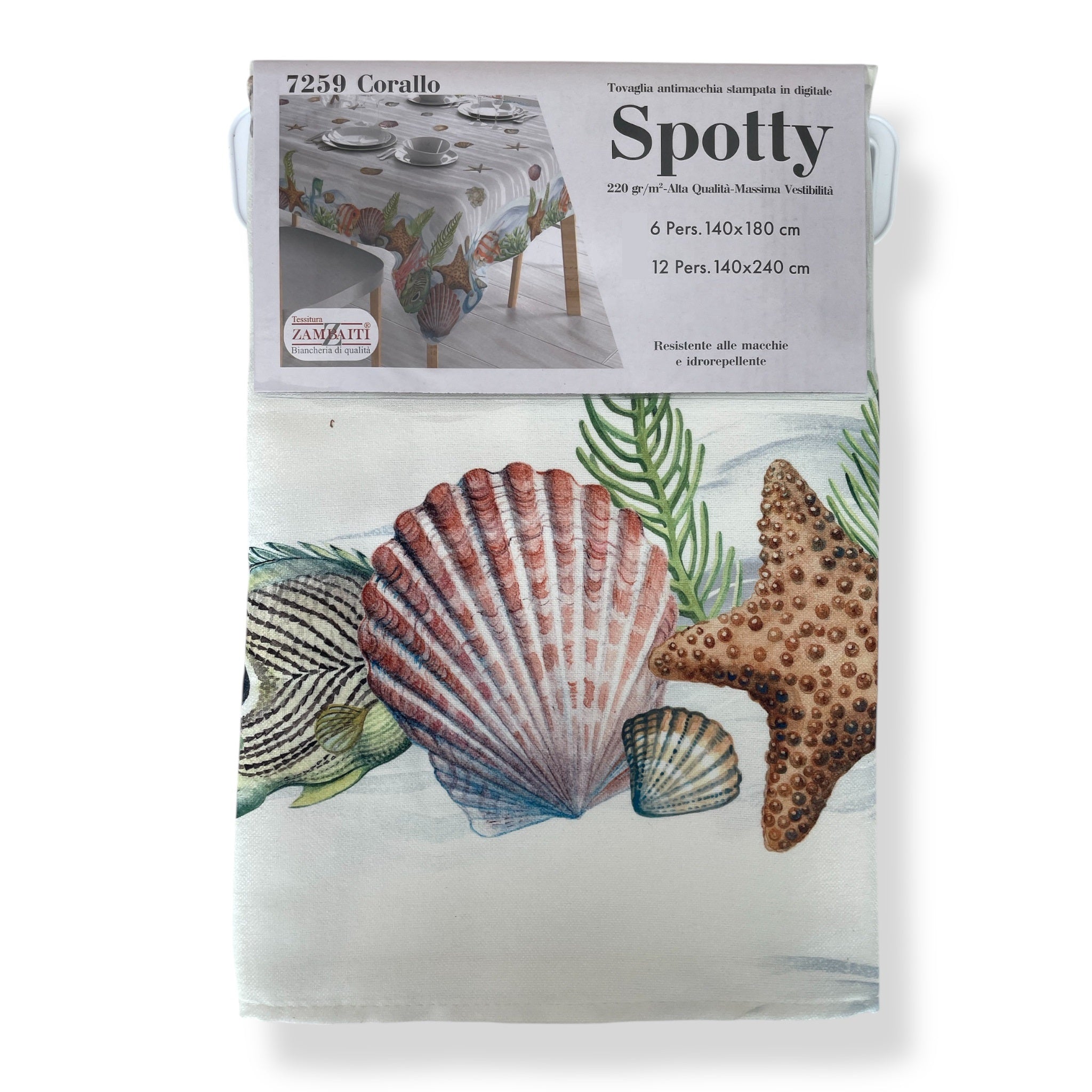 Tovaglia Antimacchia 140x180cm stampa digitale Zambaiti Art. Corallo