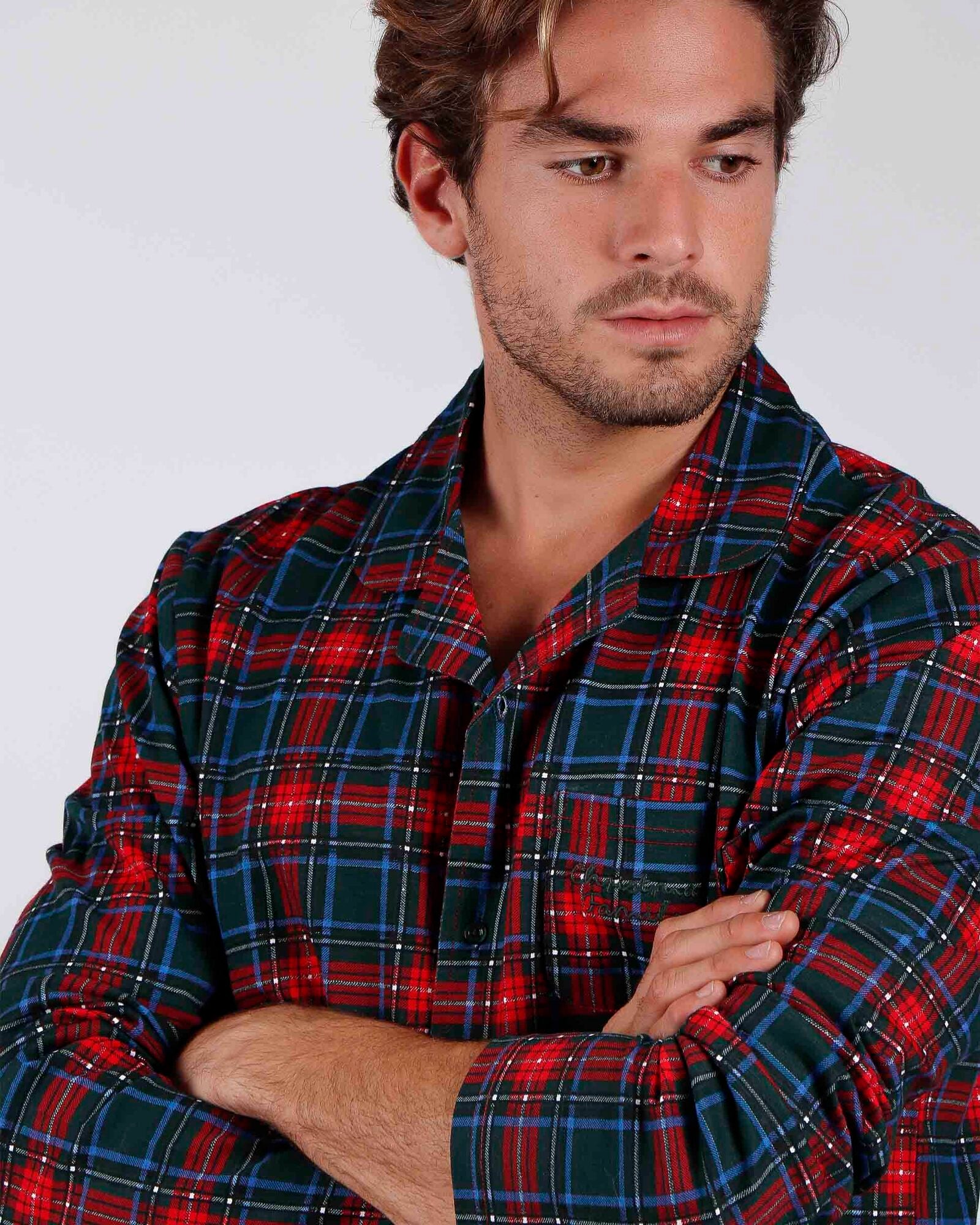 Pigiama uomo invernale in cotone motivo tartan Admas Art. 55559