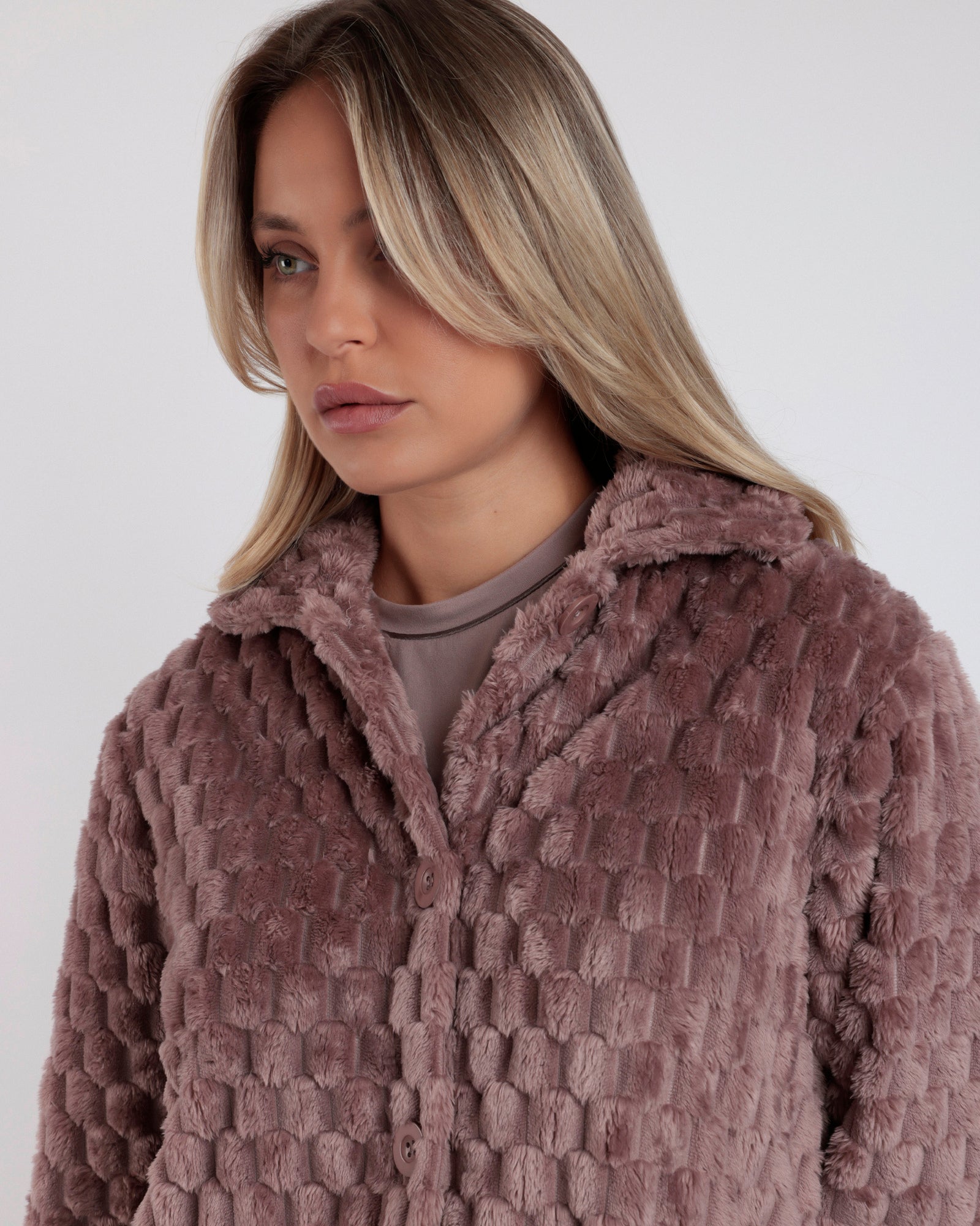 Vestaglia donna invernale in coral fleece con bottoni Admas Art. 67155