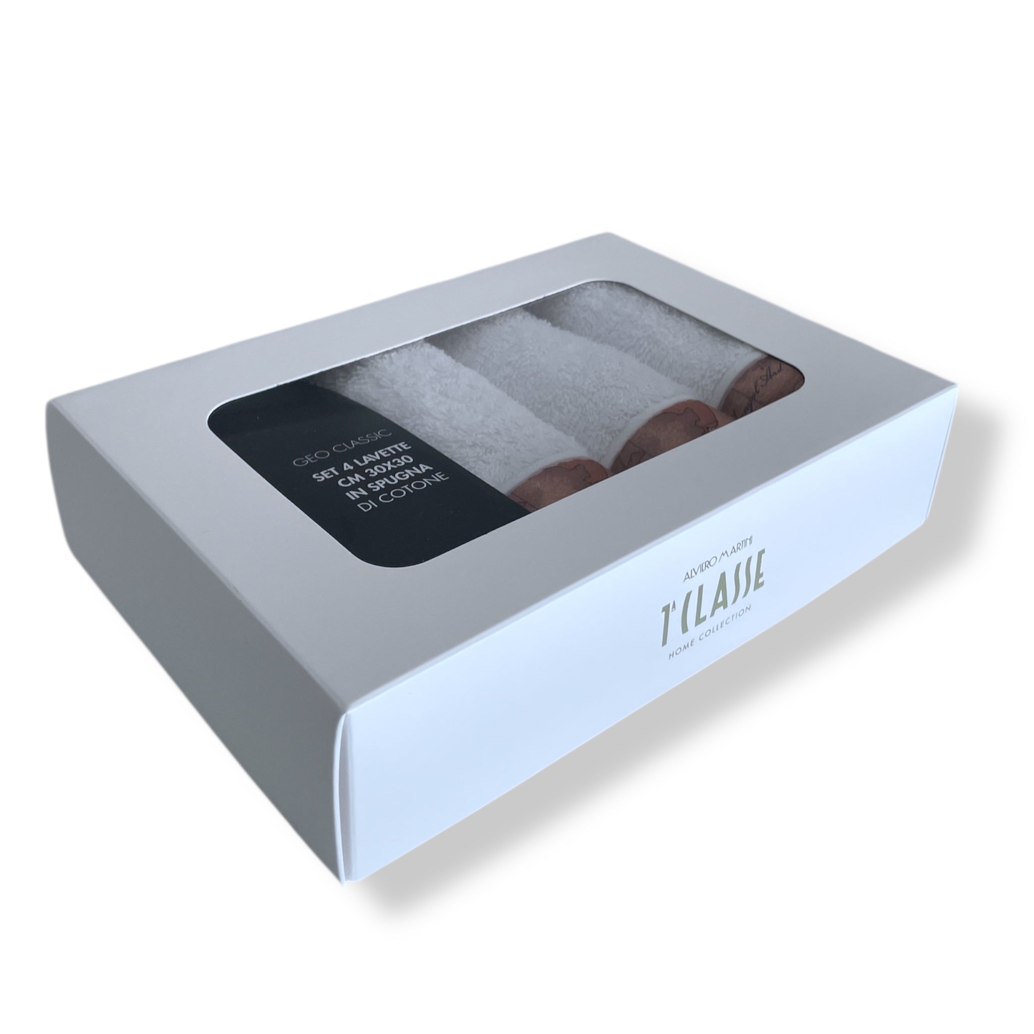 Set di 4 Lavette in scatola 100% Cotone Alviero Martini 1ª Classe