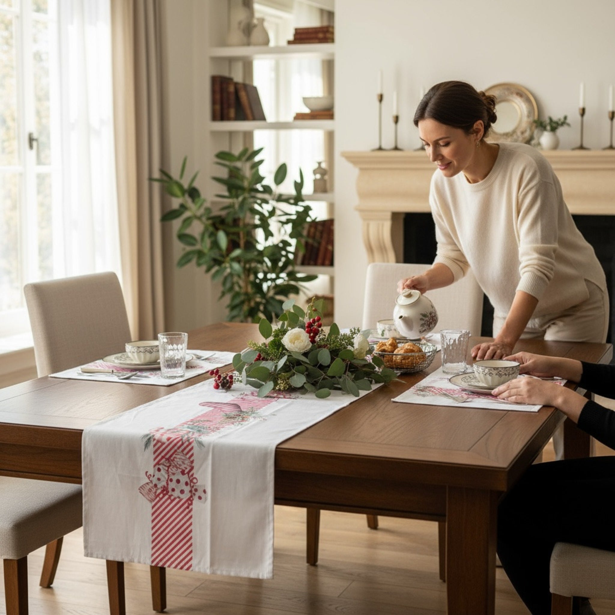 Runner centrotavola Natalizio in cotone panama 44x150 cm Art. Candy