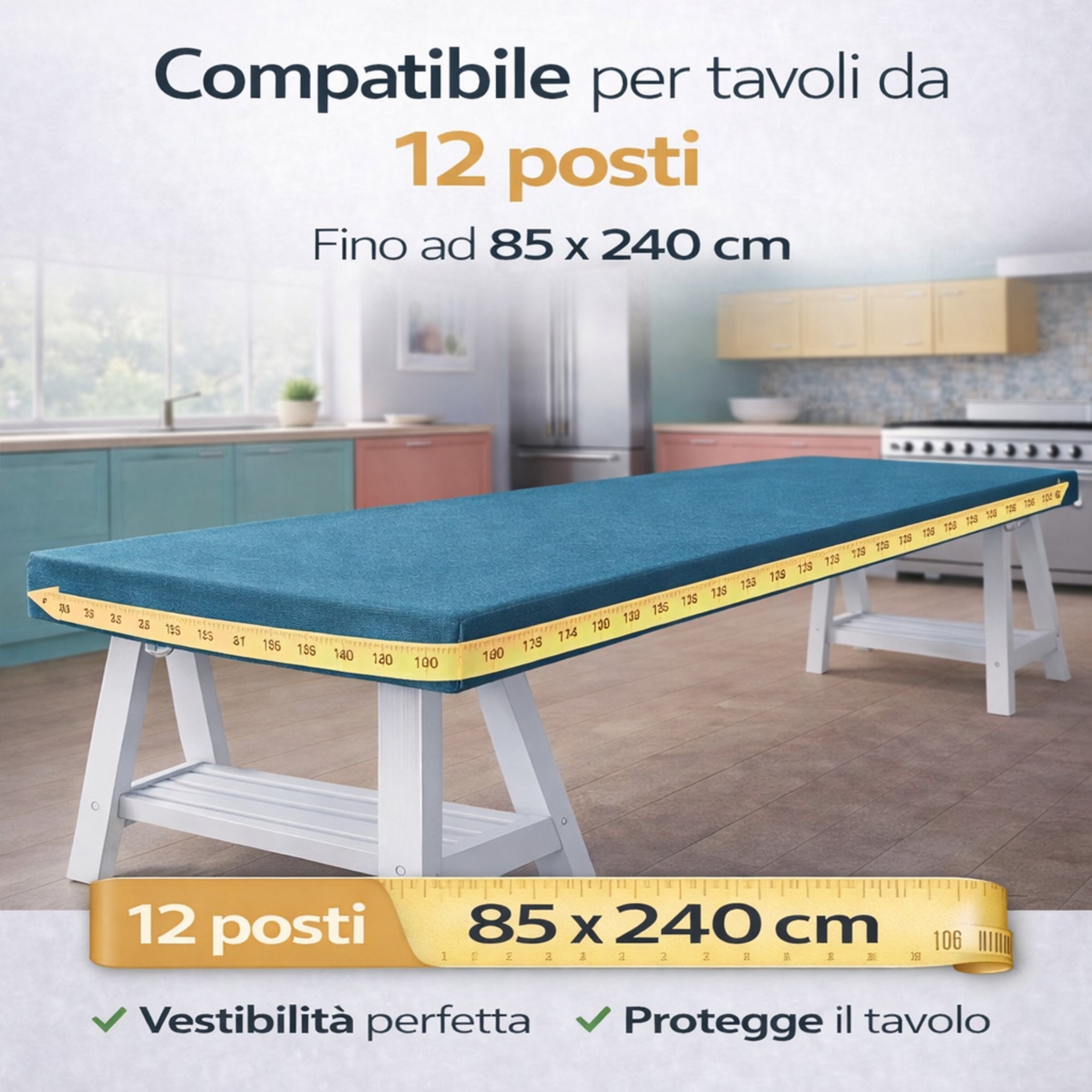 copritavolo elasticizzato 12 posti buccia di mela
