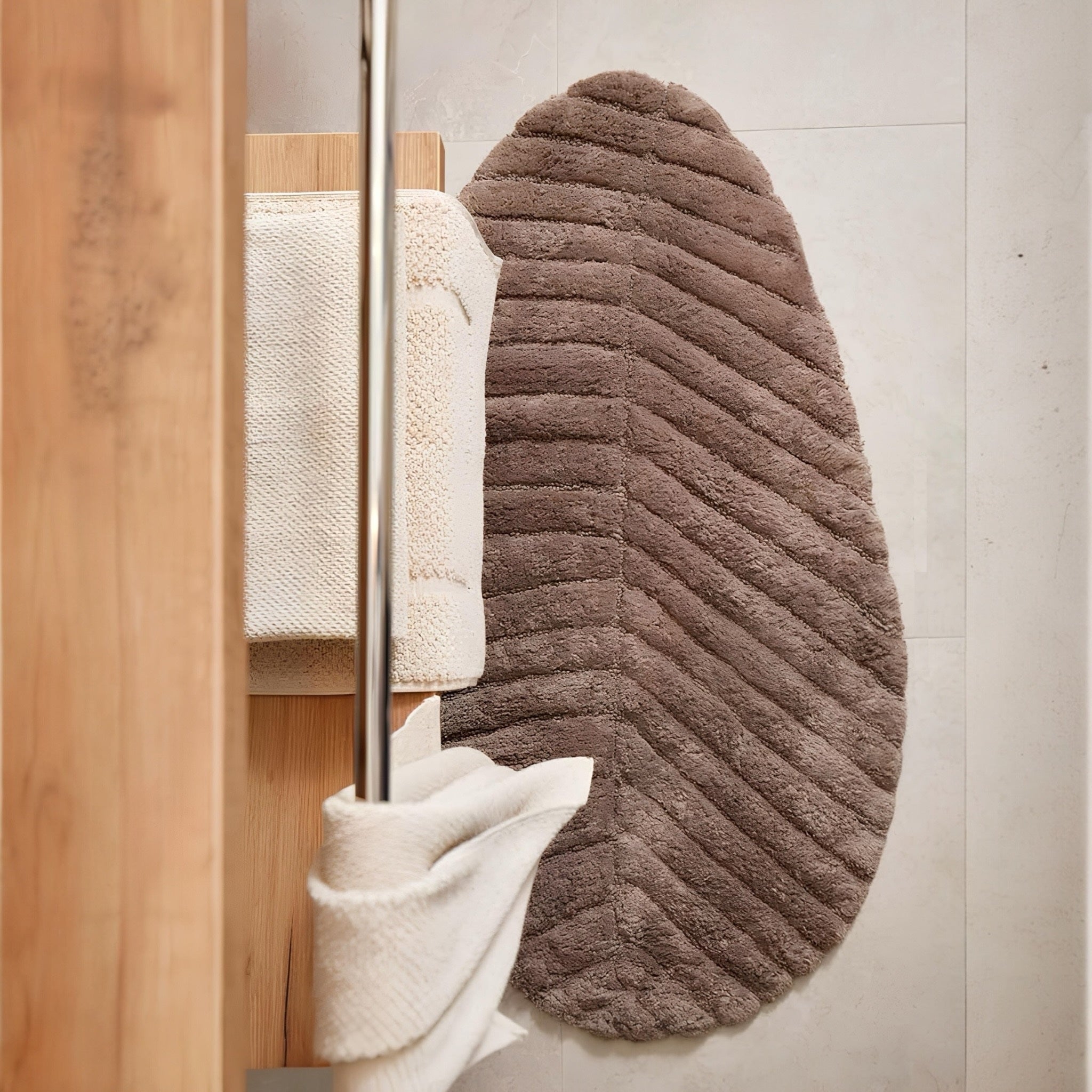 Tappeto bagno di Maison Sucrèe a pelo raso in cotone fondo antiscivolo Art. Foglia