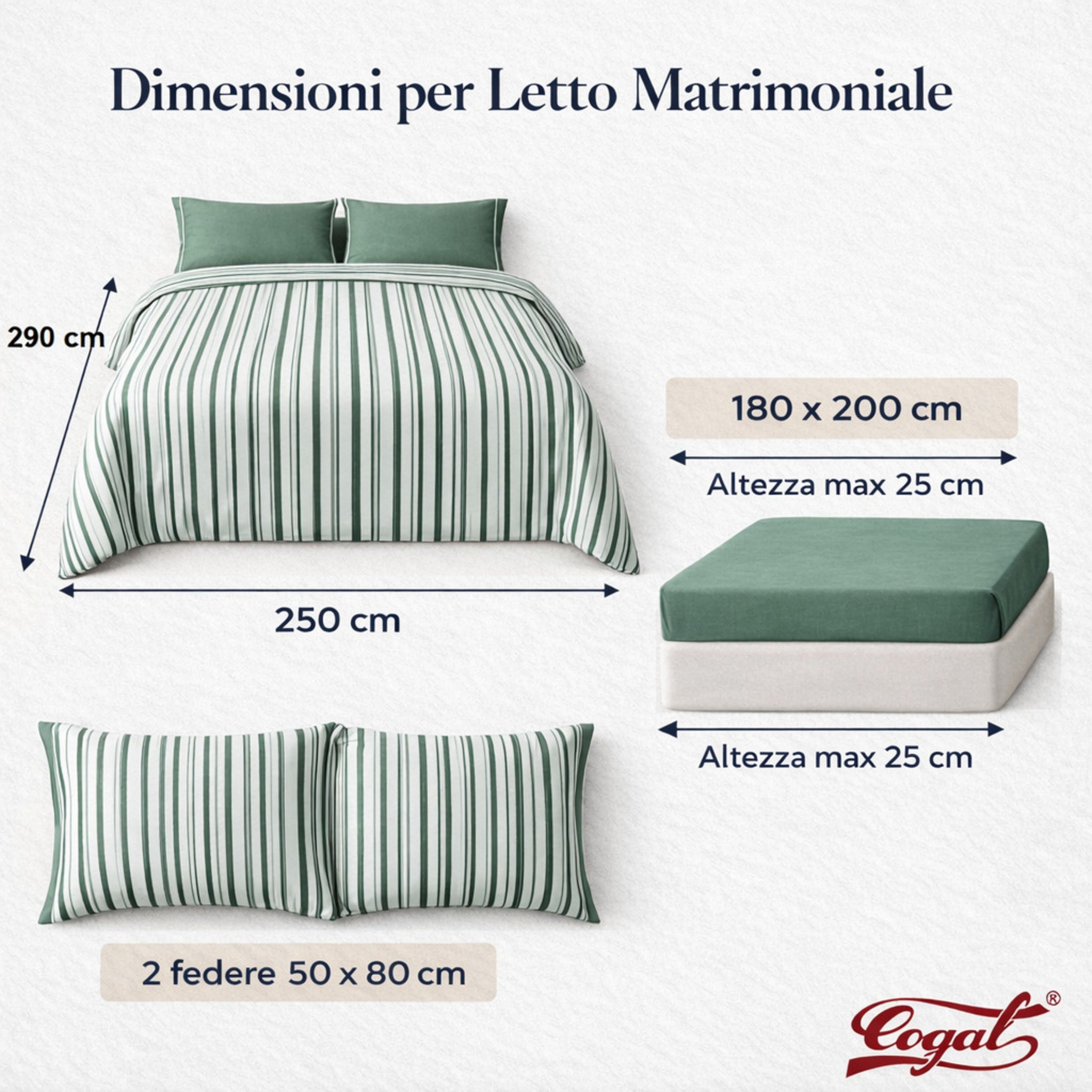 Dimensioni completo letto matrimoniale Cogal 9725