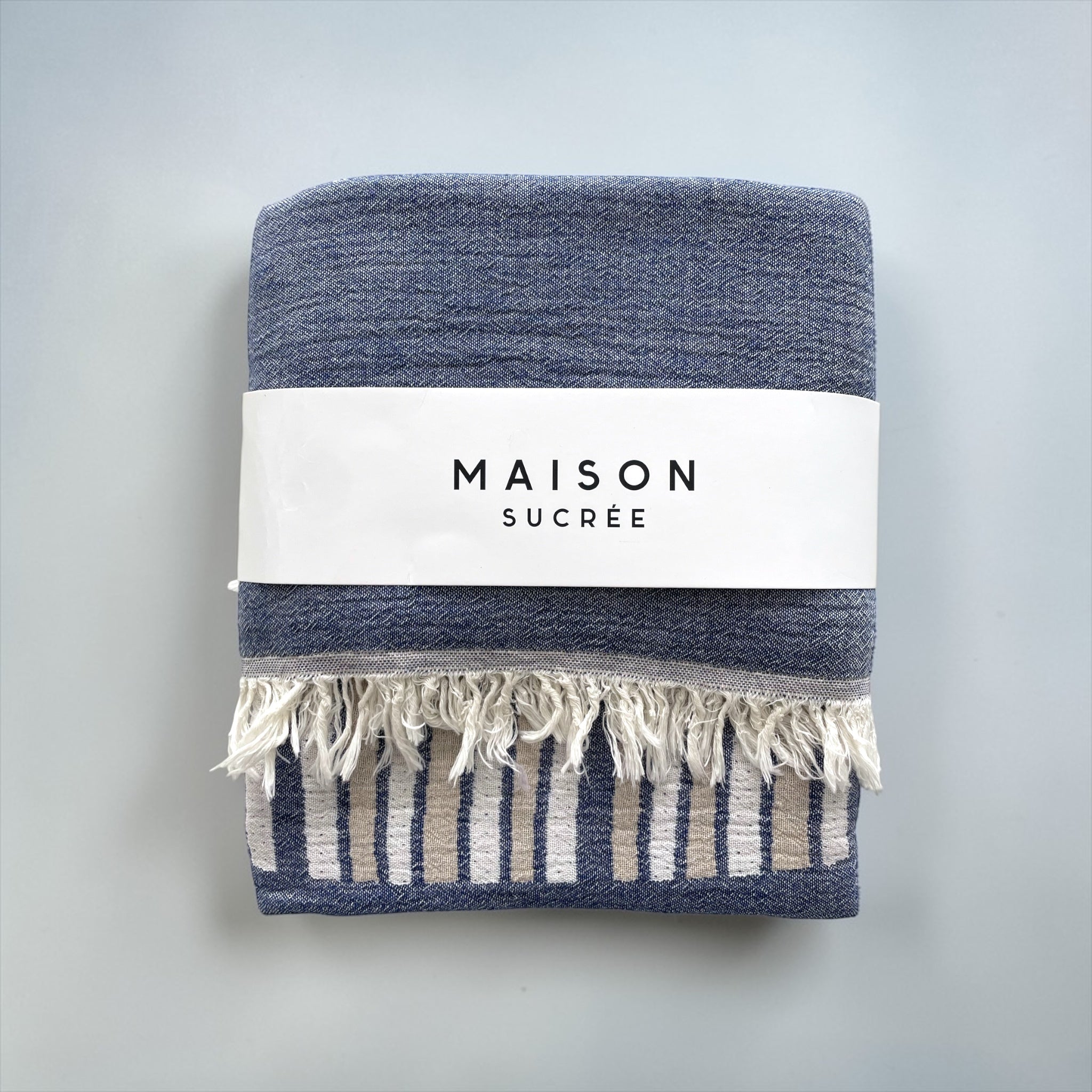 Telo Mare Maison Sucrèe in puro cotone 90x180 cm con frange Art. Correnti